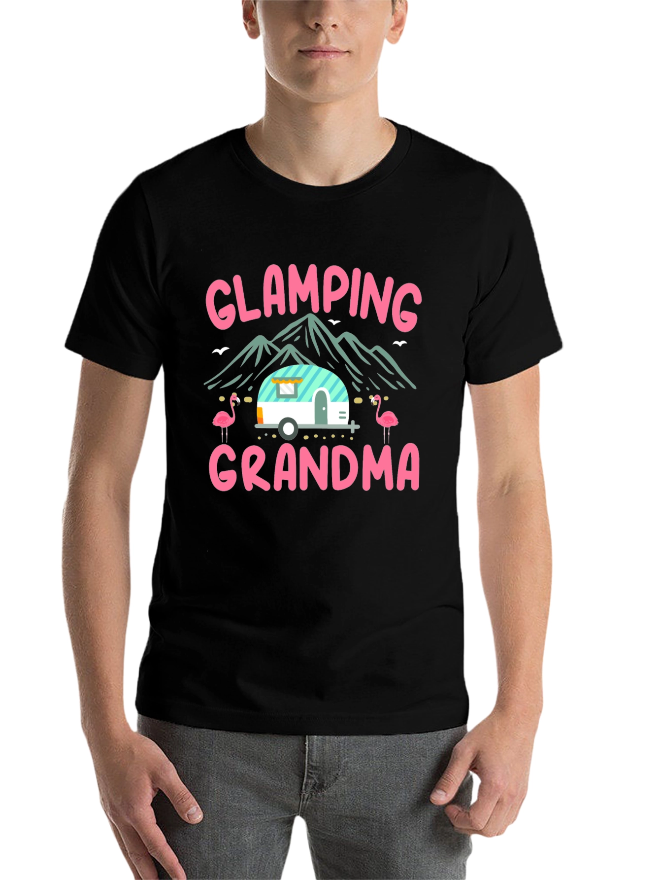 Black Glamping Grandma T-Shirt - Camping Tee view 7