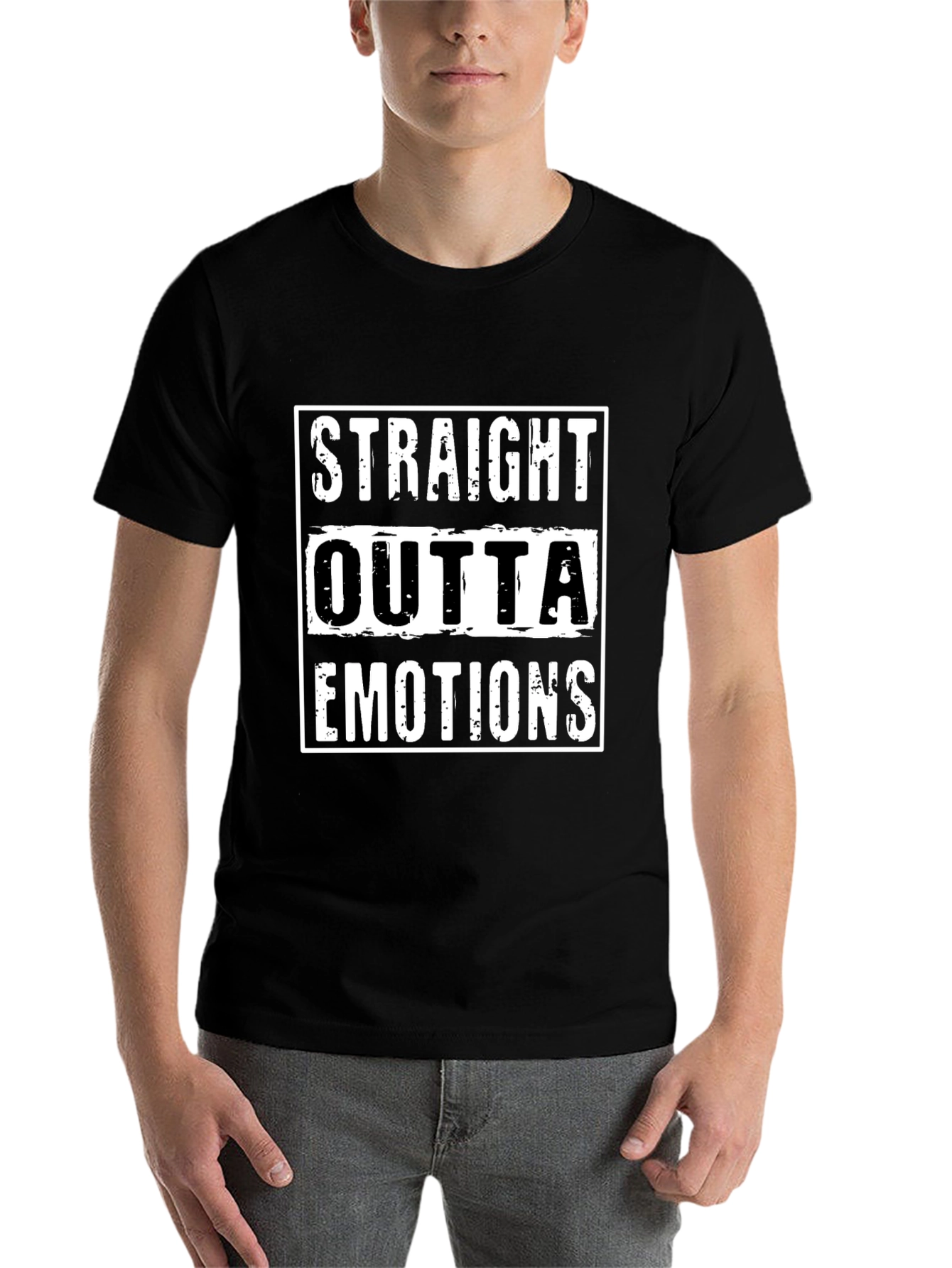 Black Straight Outta Emotions Graphic Tee view 7
