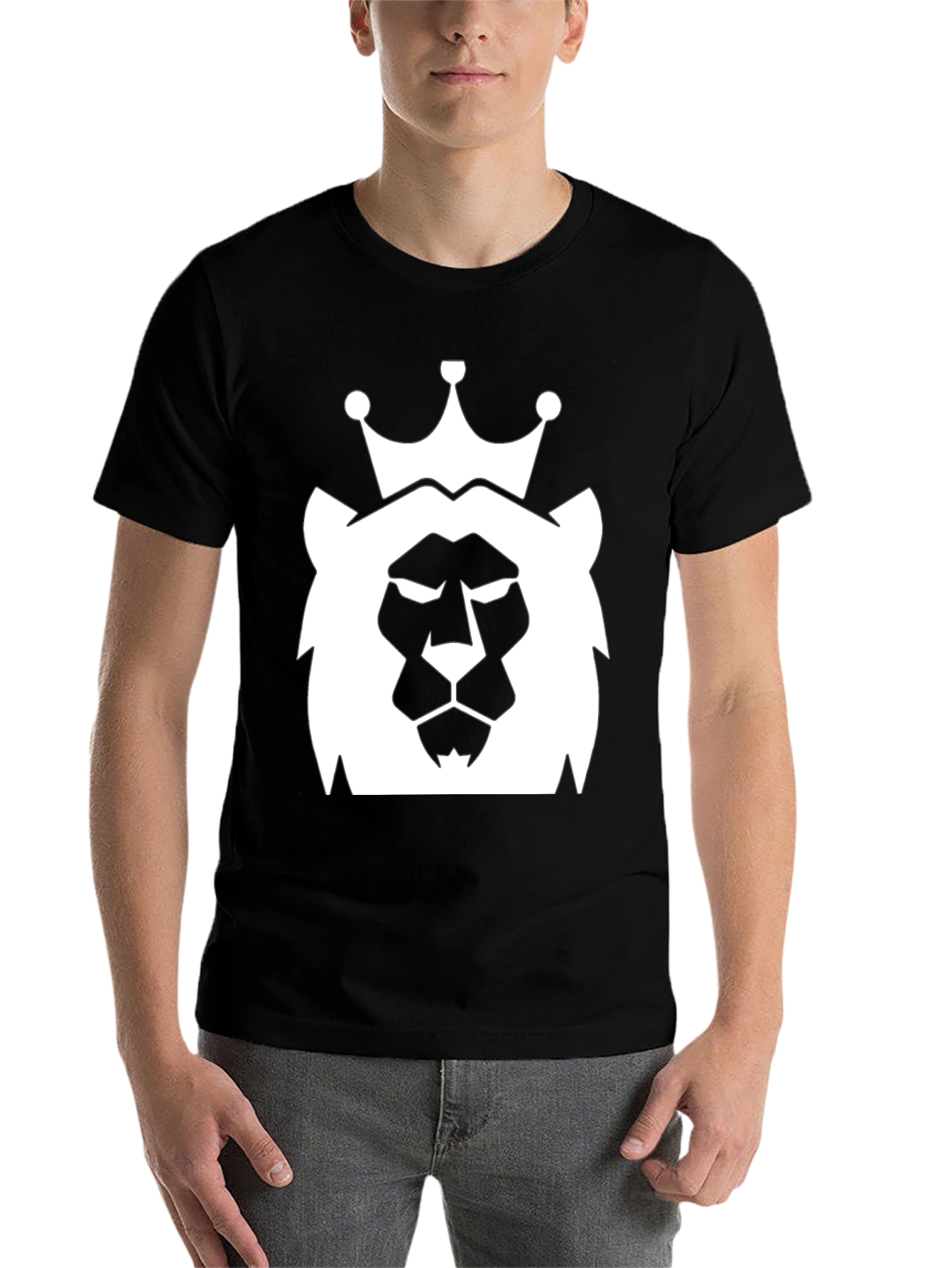 Black King Lion Graphic Tee - Black Cotton Blend view 7