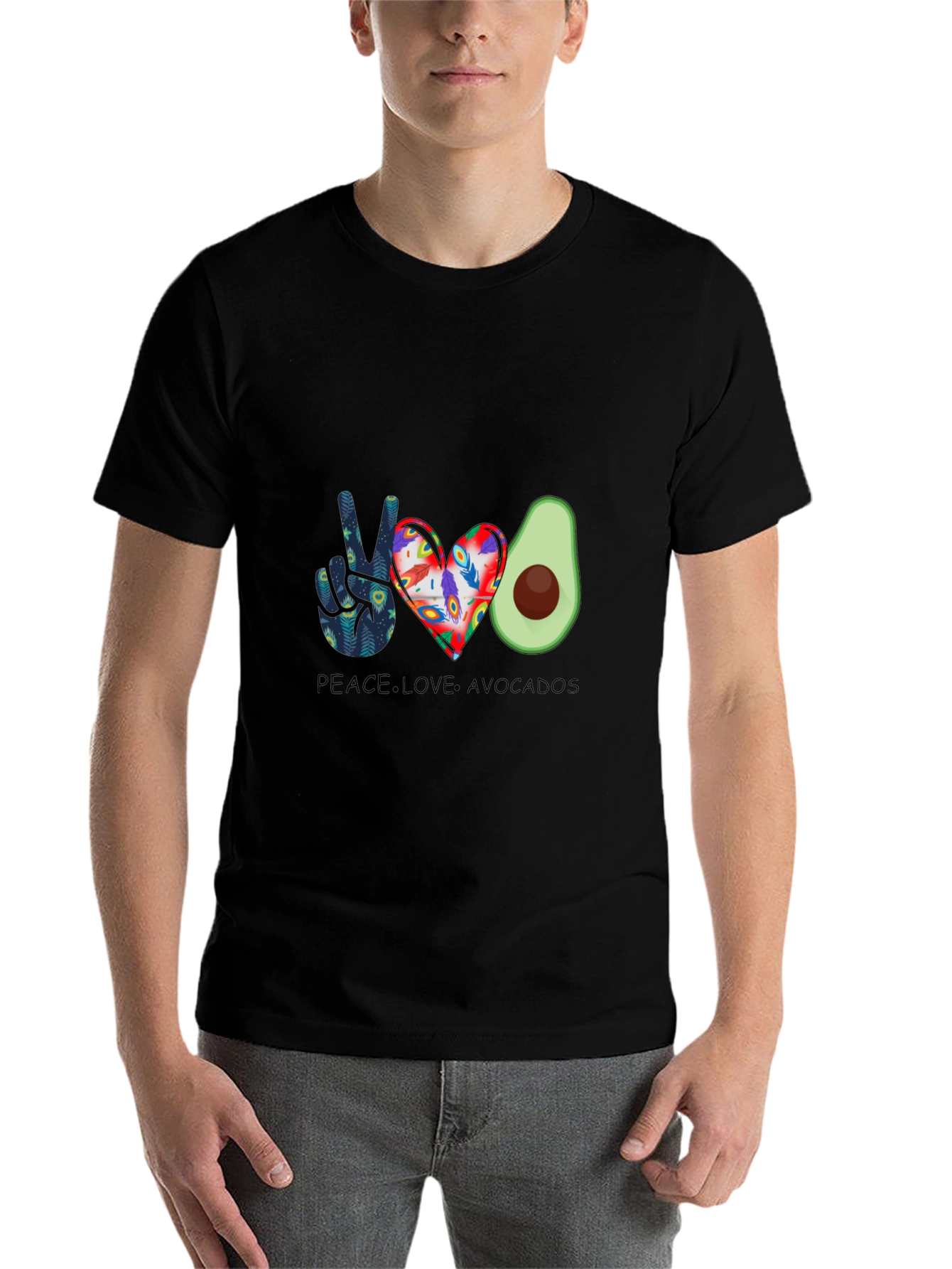 Black Peace Love Avocados Graphic T-Shirt view 7