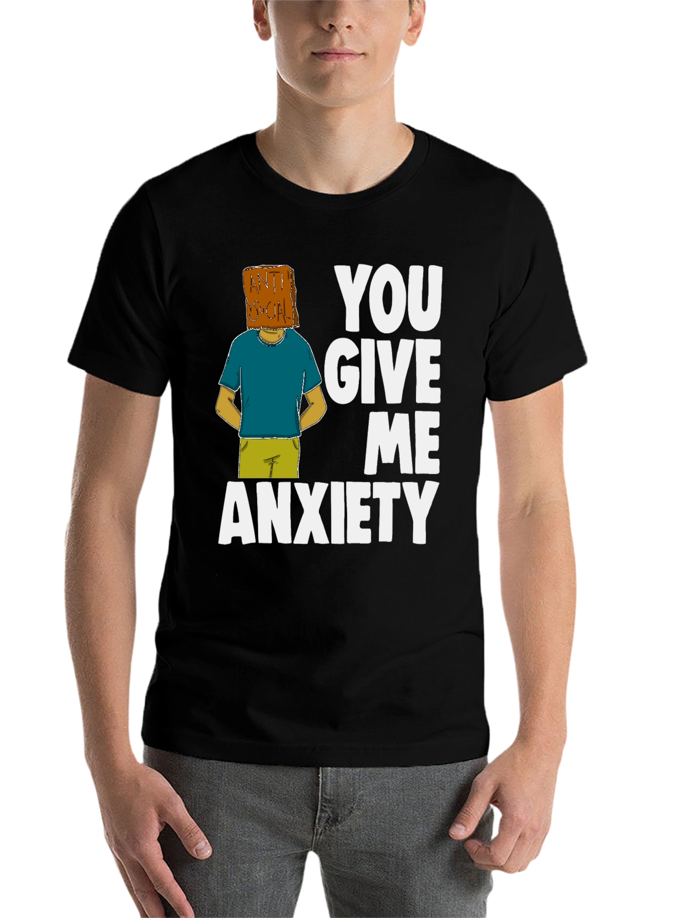 Black Anti-Social Anxiety T-Shirt view 7