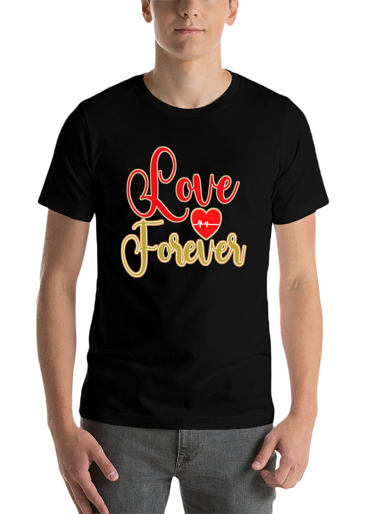 Black Love Forever Valentine's Day Graphic Tee - Black view 7