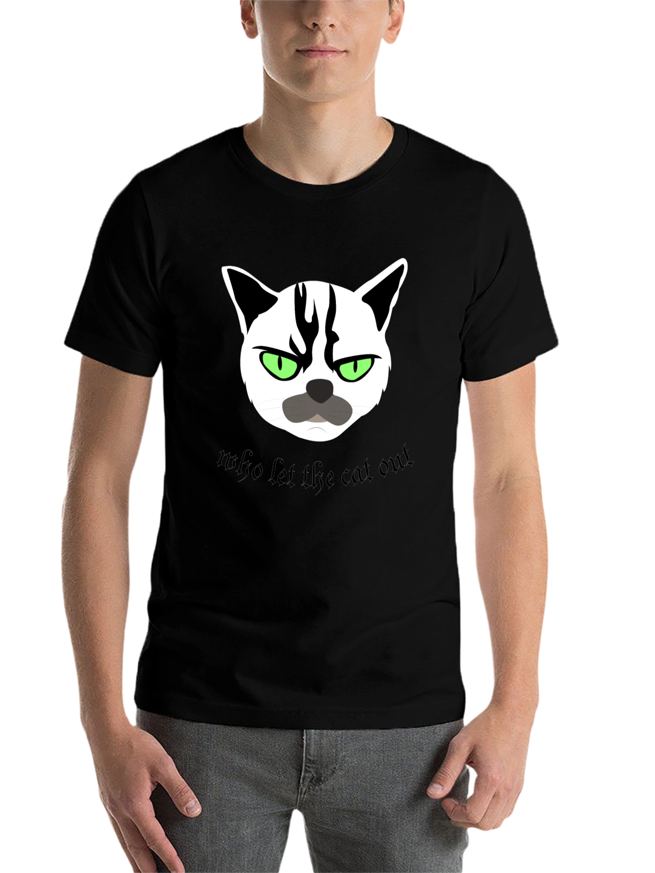 Black Grumpy Cat T-Shirt - Who Let the Cat Out? view 7