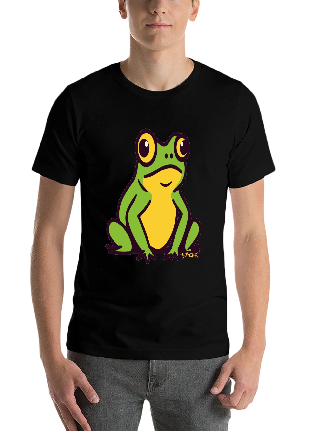 Black Frog Graphic Tee - Black Cotton T-Shirt view 7
