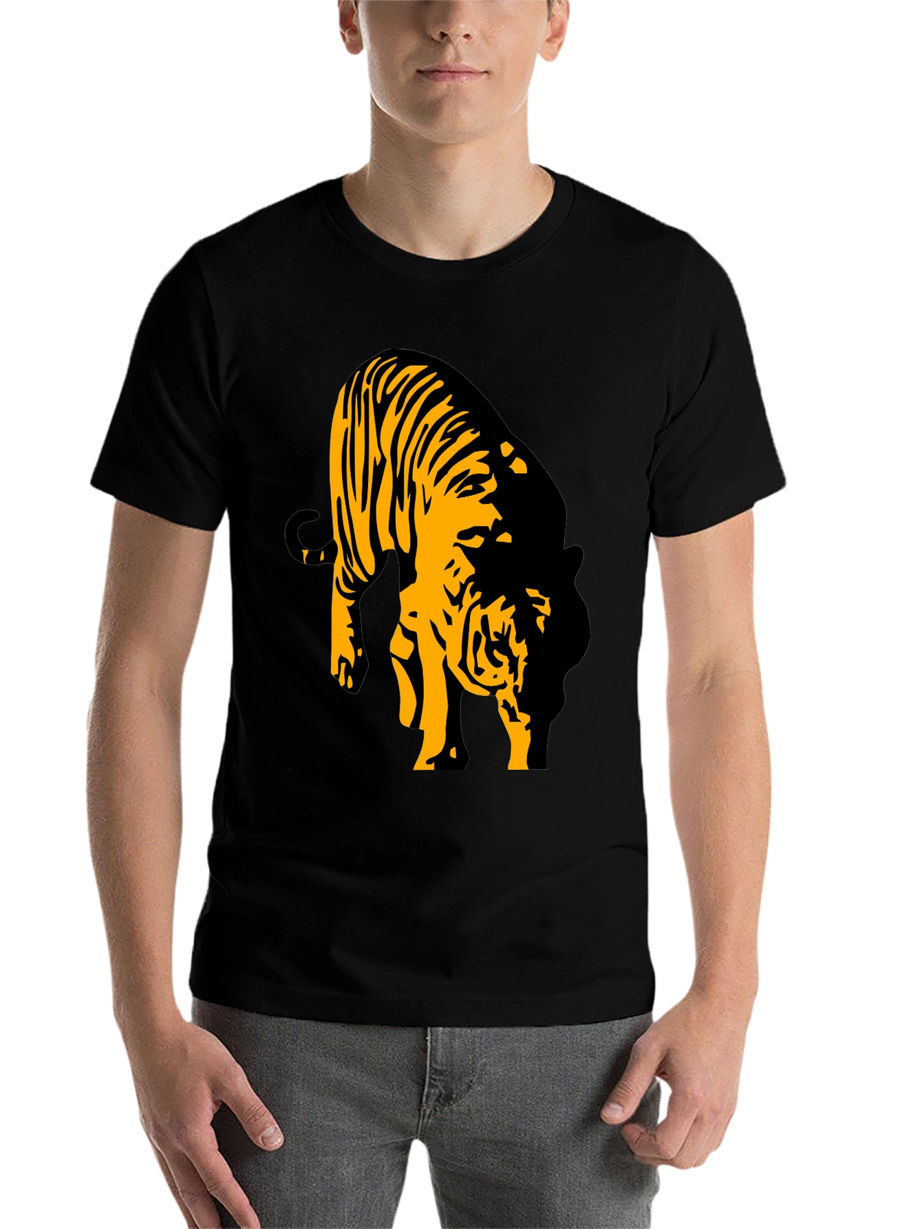 Black Black Tiger Graphic T-Shirt for Men view 7