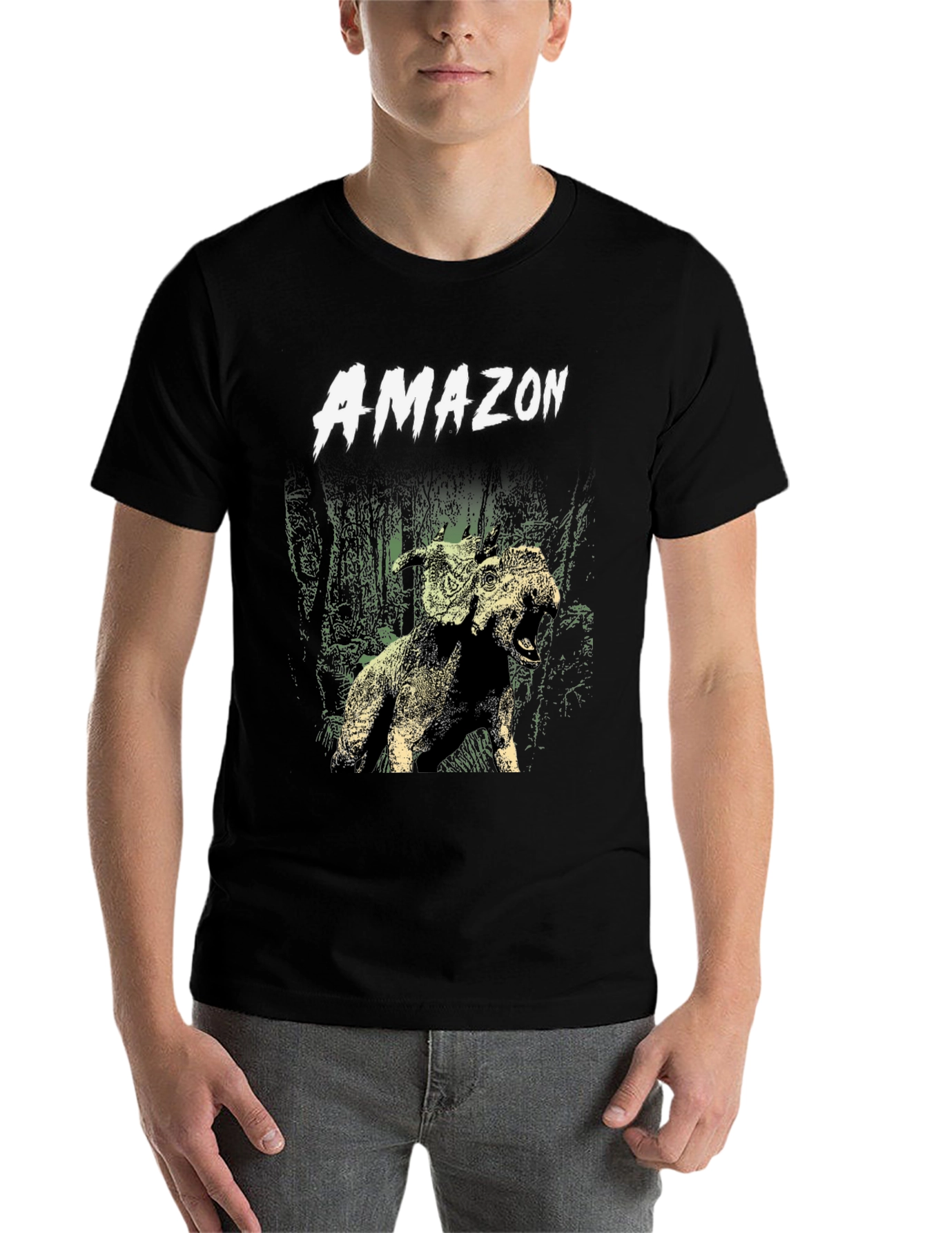 Black Amazon Graphic T-Shirt - Men's Black Tee view 7