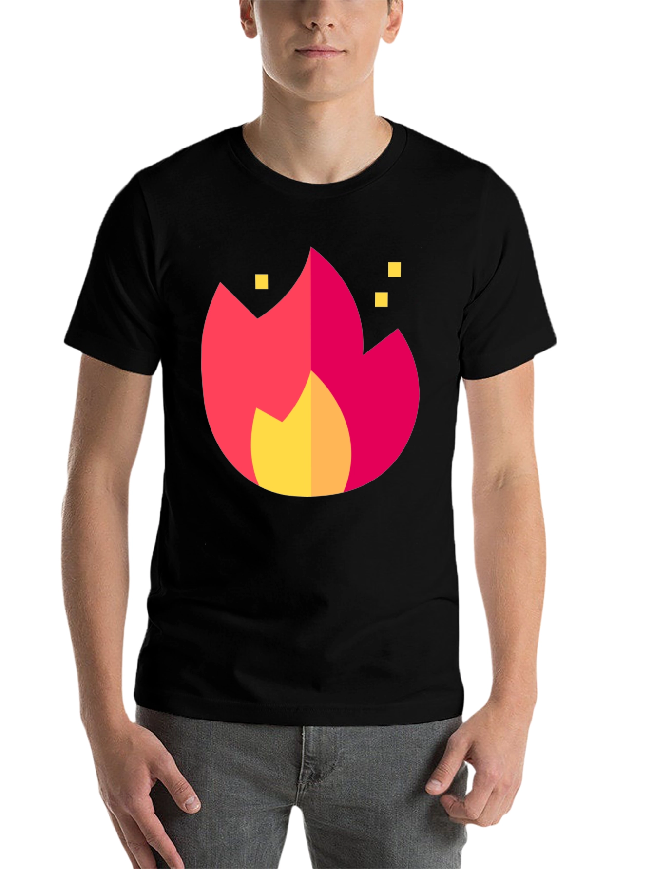 Black Bold Flame Graphic Tee - Black Crew Neck view 7