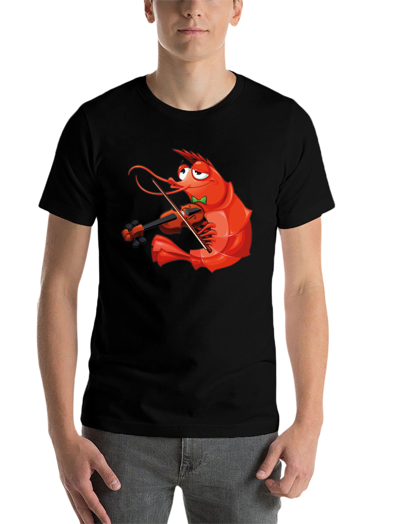Black Shrimp Violinist T-Shirt - Funny Music Lover Tee view 7