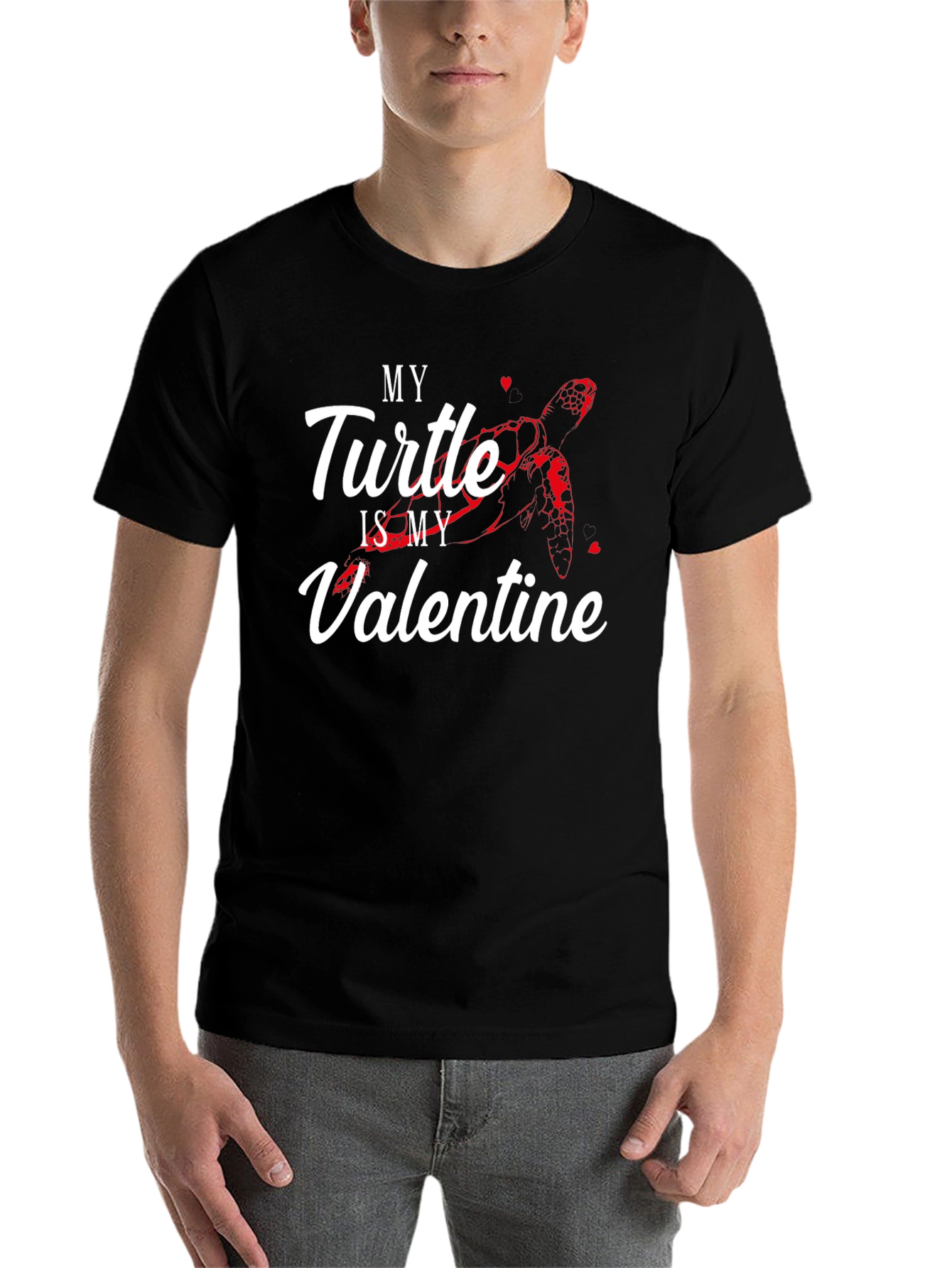Black My Turtle is My Valentine T-Shirt view 7