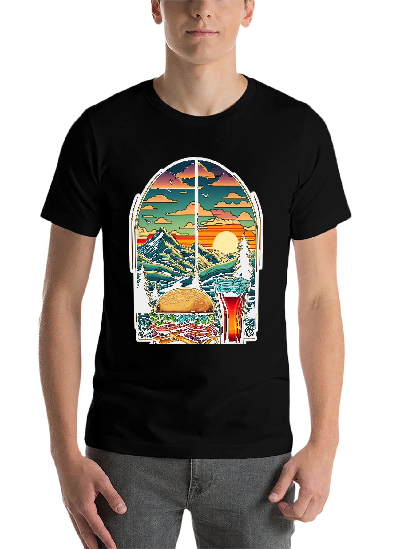 Black Burger Beer Nature T-Shirt view 7