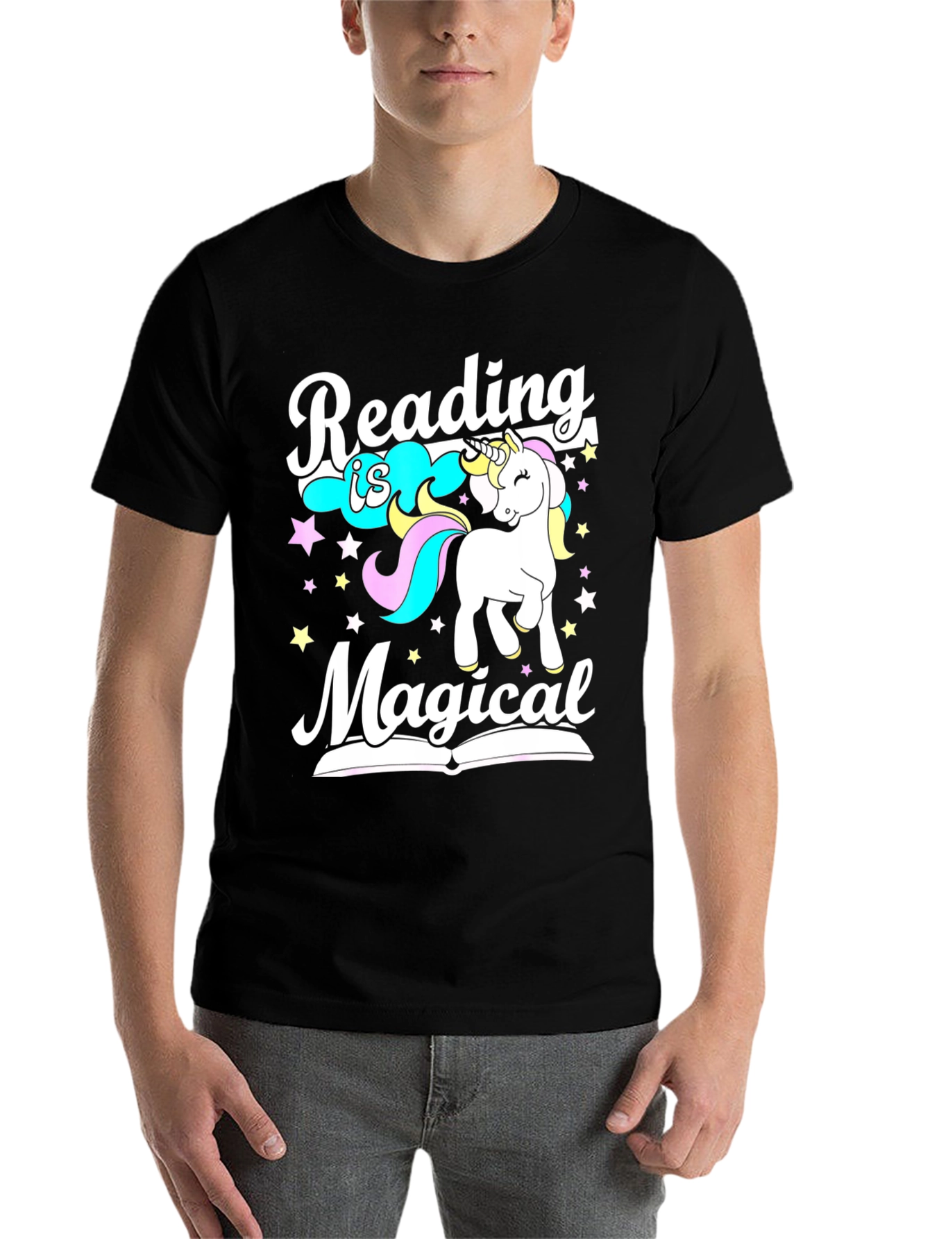 Black Reading is Magical Unicorn Graphic Tee view 7