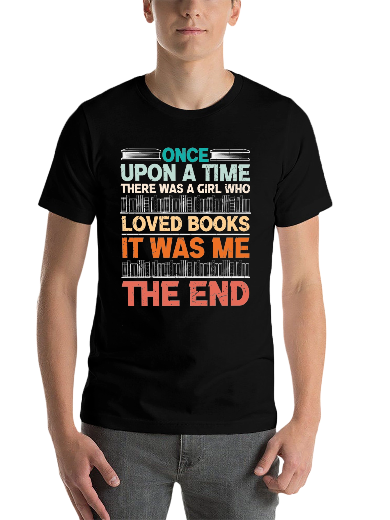 Black Book Lover T-Shirt - Once Upon a Time Girl Who Loved Books view 7