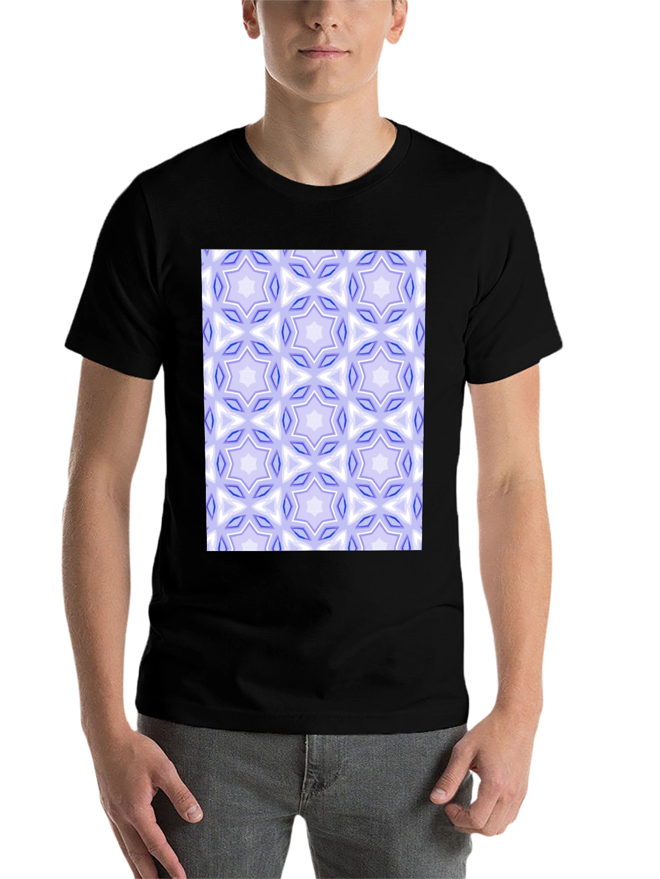 Black Geometric Star Pattern Tee view 7
