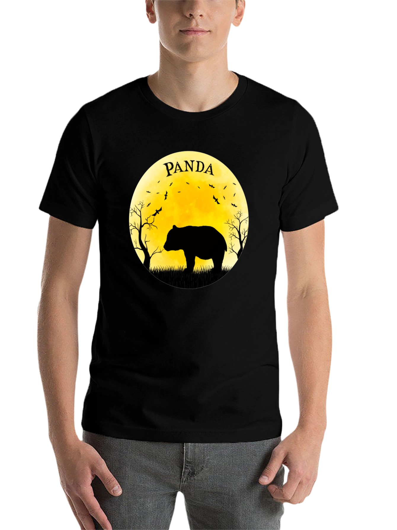 Black PANDA Silhouette Tee - Unique Graphic T-Shirt view 7