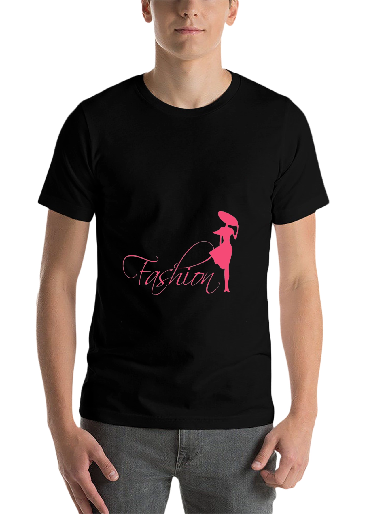 Black Fashion Graphic Tee - Stylish Black T-Shirt view 7