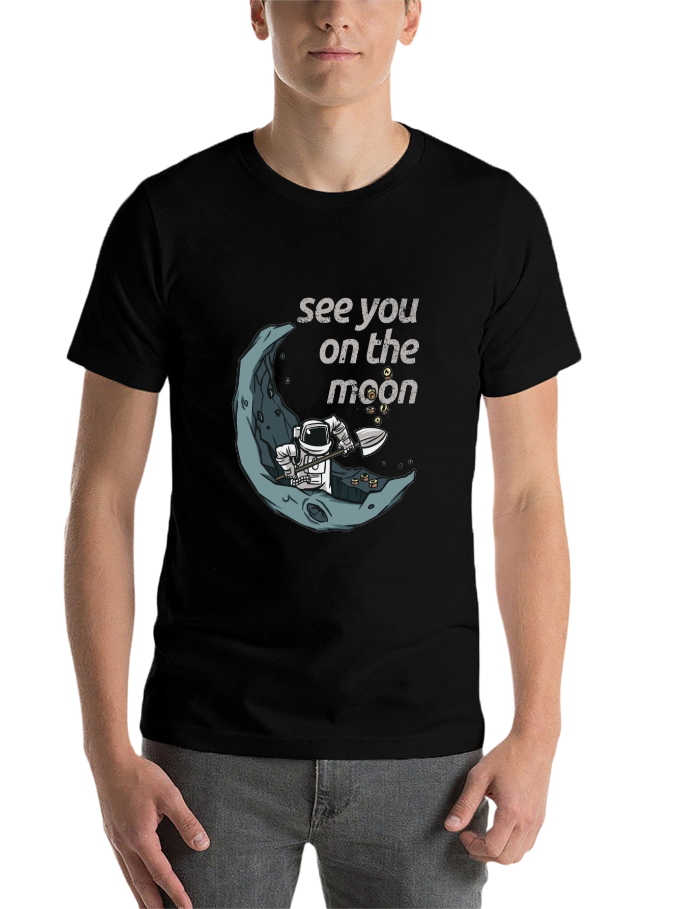 Black See You On The Moon T-Shirt, Spaceman Graphic Tee view 7