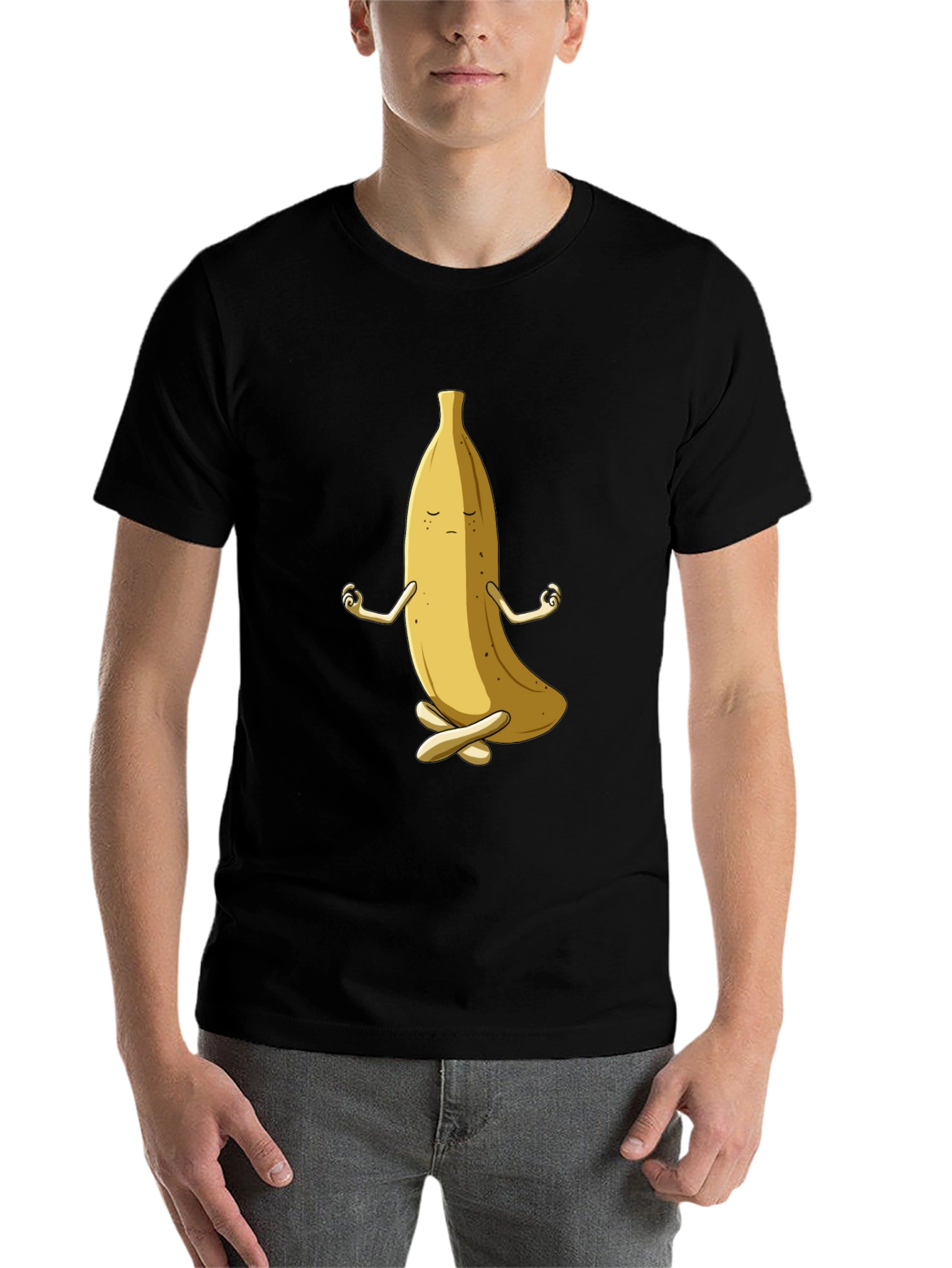 Black Zen Banana T-Shirt - Funny Meditating Fruit Tee view 7