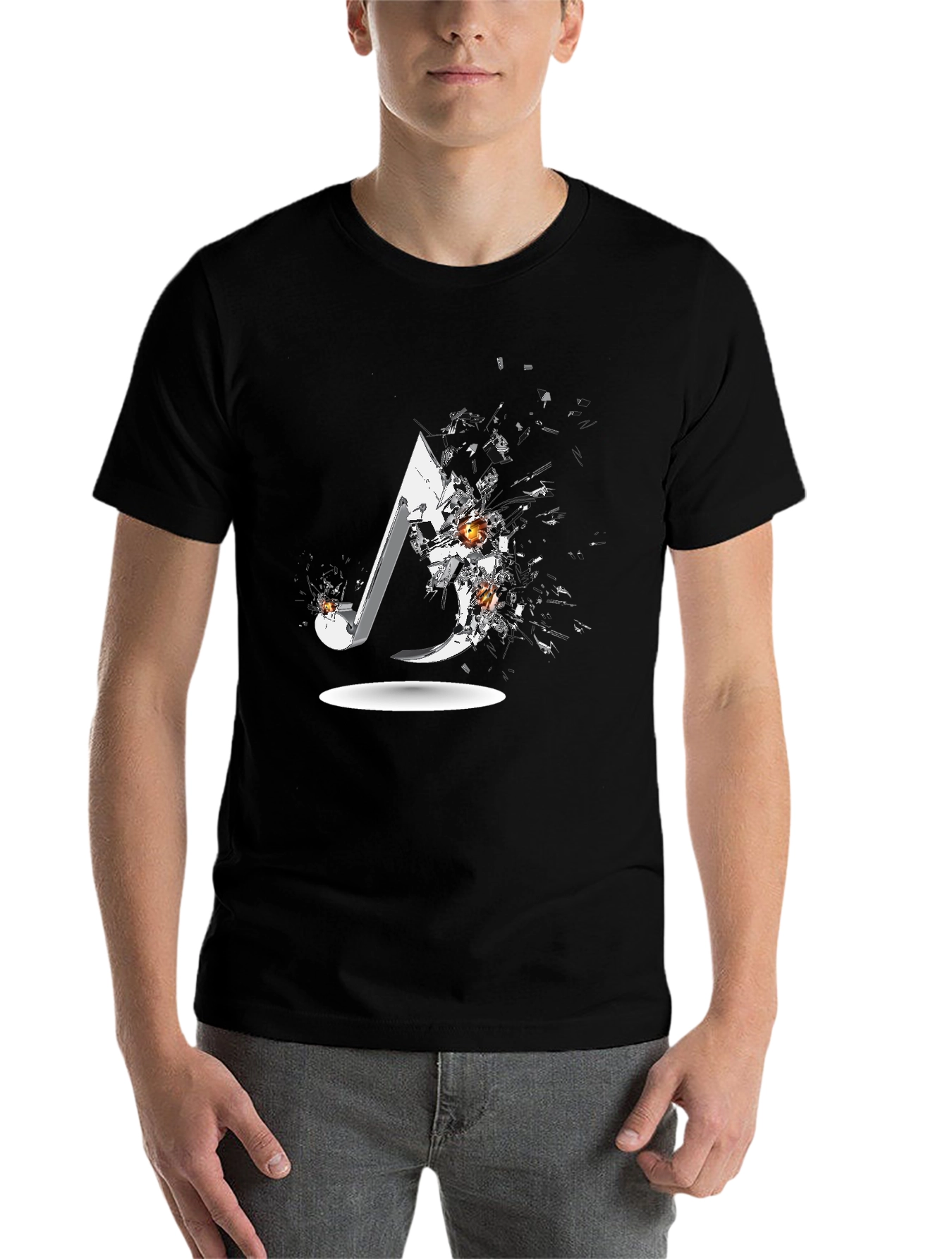 Black Abstract Graphic Print Black T-Shirt view 7