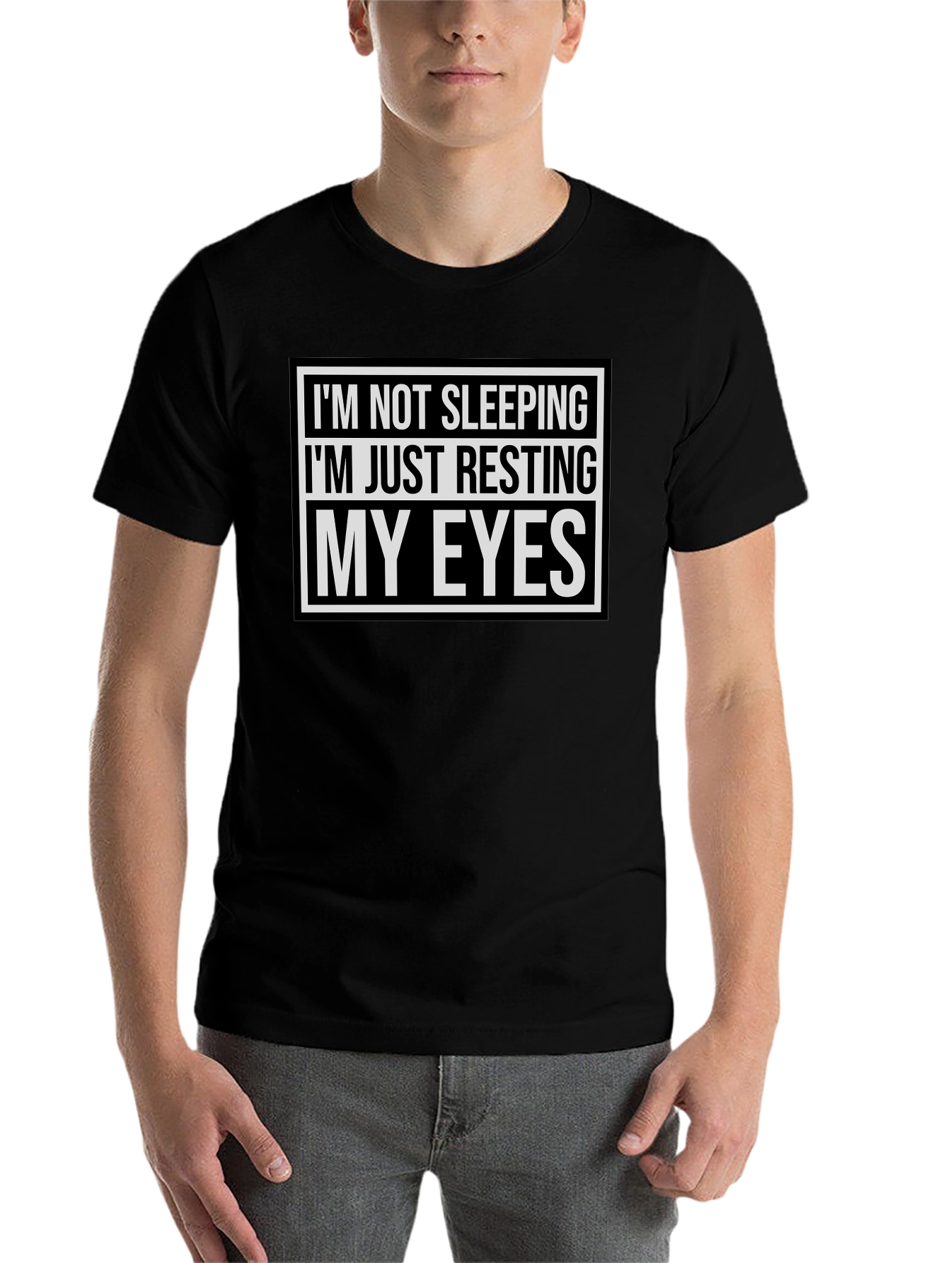 Black Resting My Eyes Funny T-Shirt - Black view 7