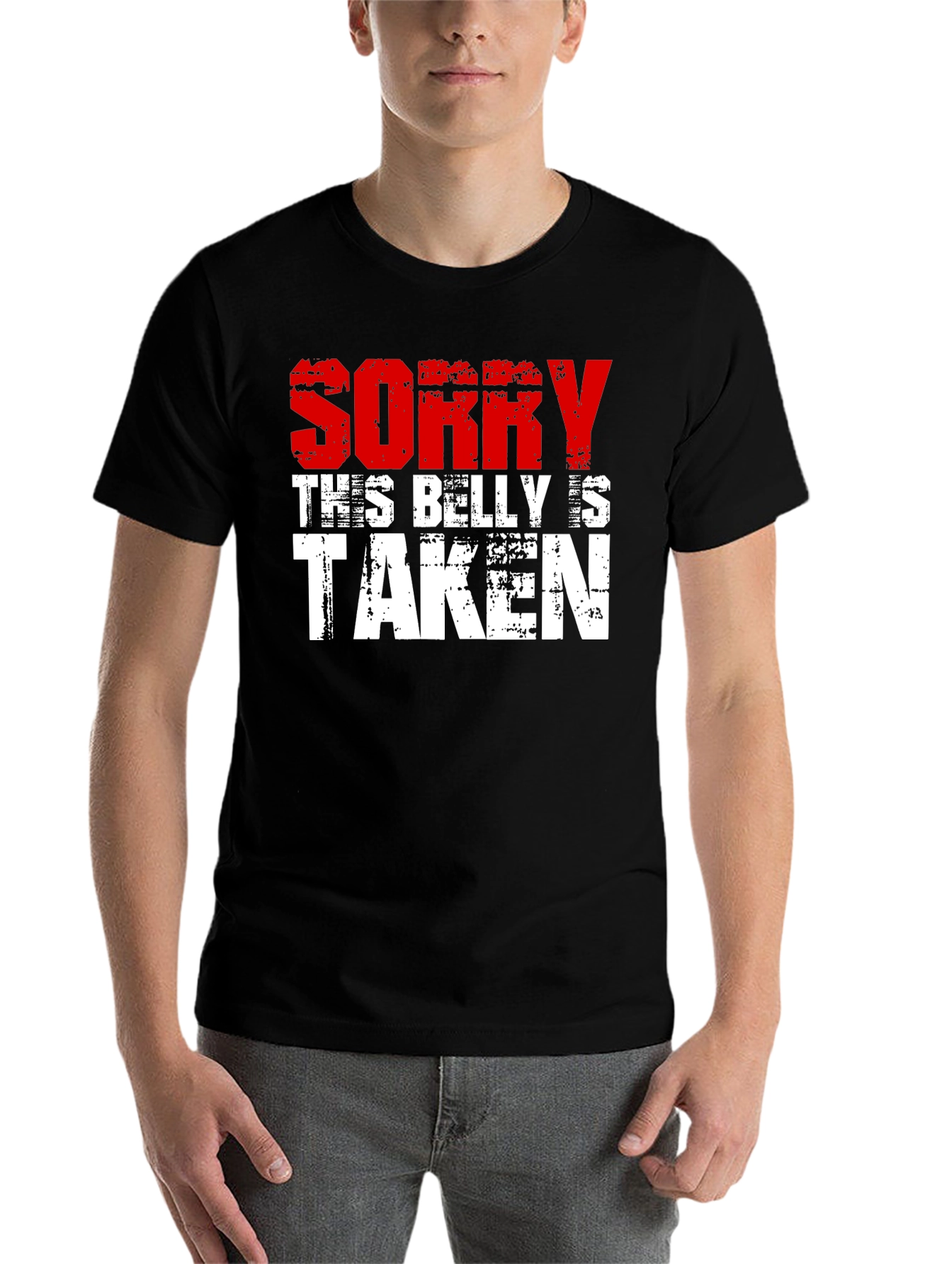 Black Sorry This Belly Is Taken Graphic Tee view 7