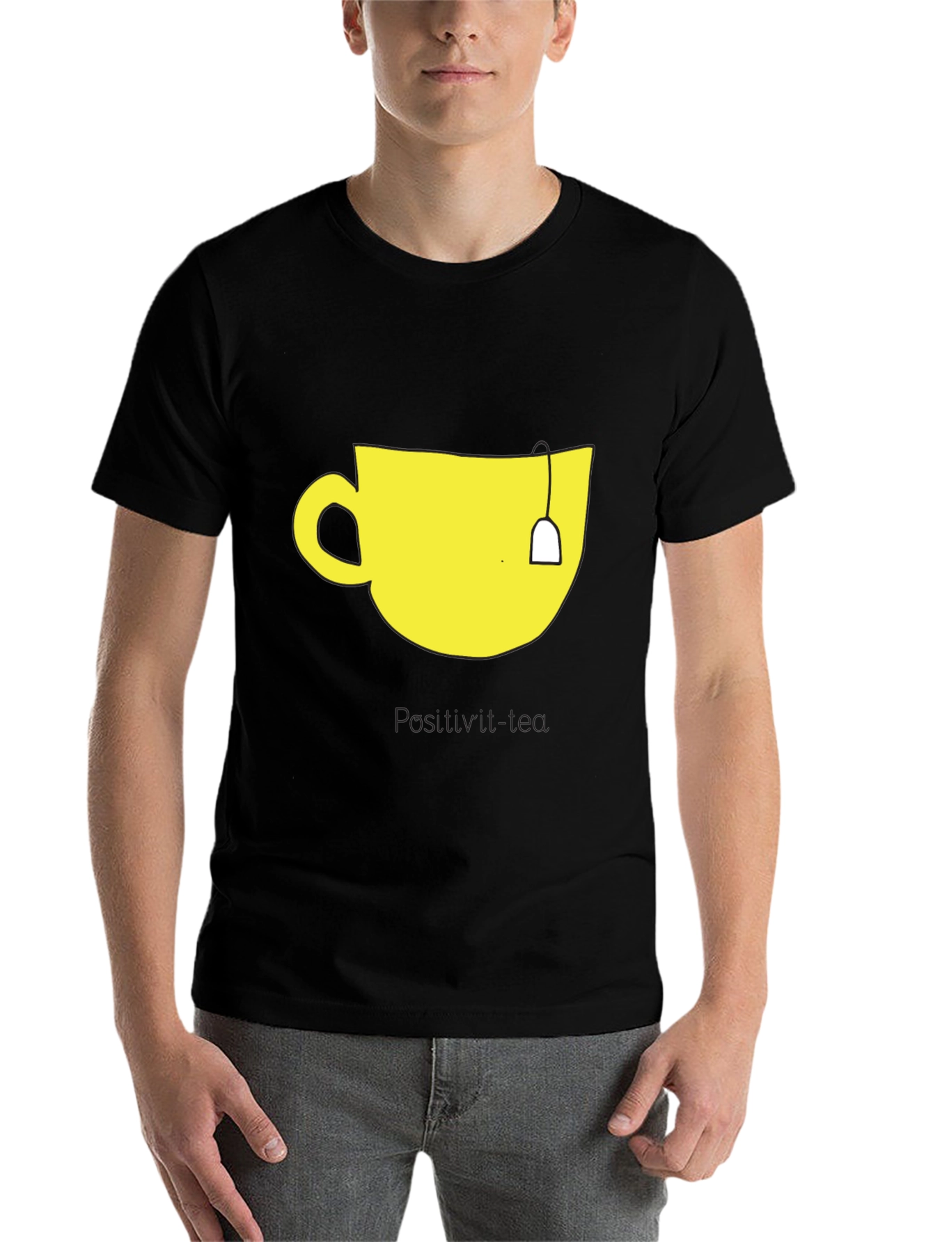 Black Teacup Graphic Tee - Men's Black Cotton T-Shirt view 7