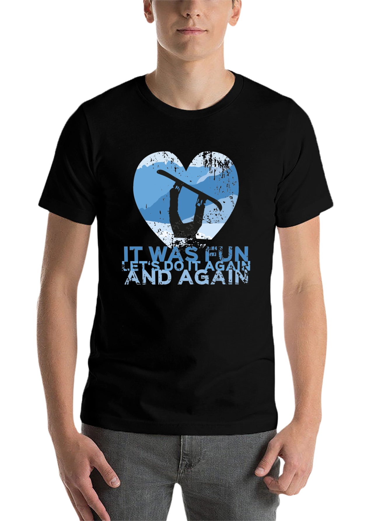 Black Snowboarder Heart Graphic Tee - Let's Do It Again! view 7