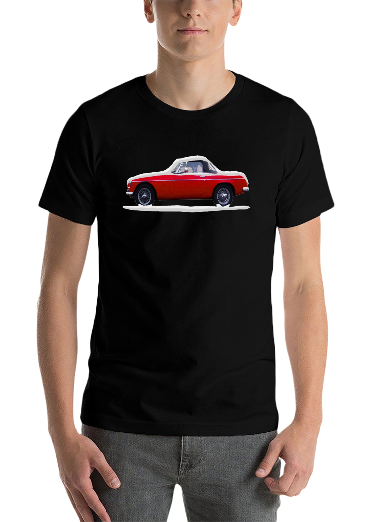 Black Classic Red Car Graphic Tee - Stylish Black T-Shirt view 7
