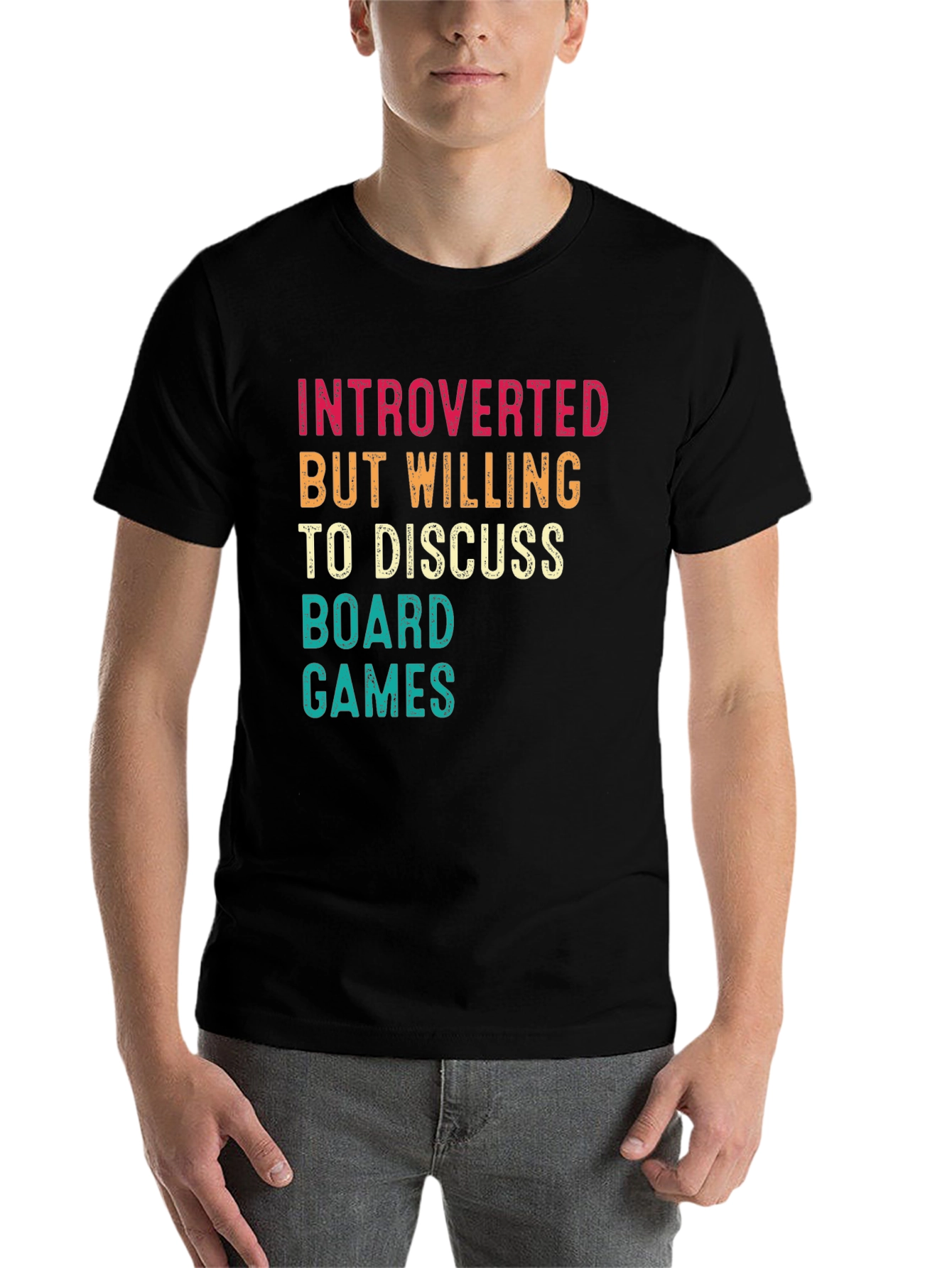 Black Introverted Board Games Graphic Tee view 7
