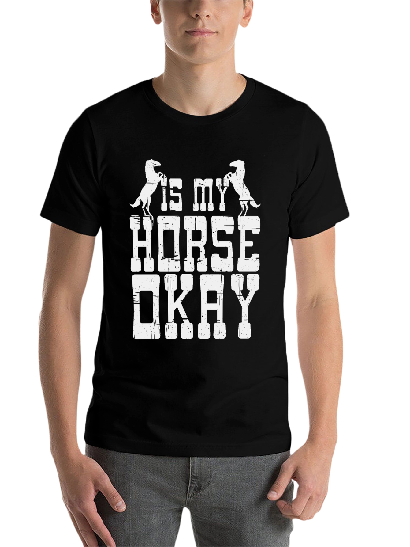 Black Is My Horse Okay T-Shirt - Equestrian Humor Tee view 7
