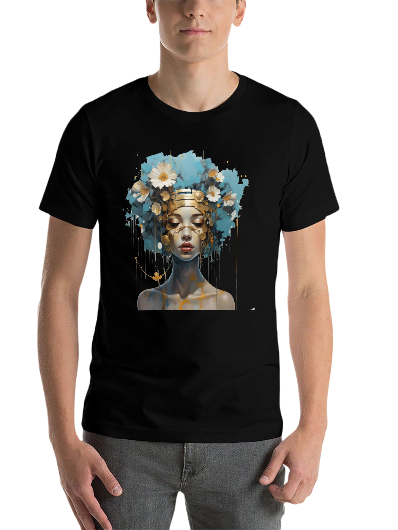Black Artistic Woman Graphic Black Tee view 7