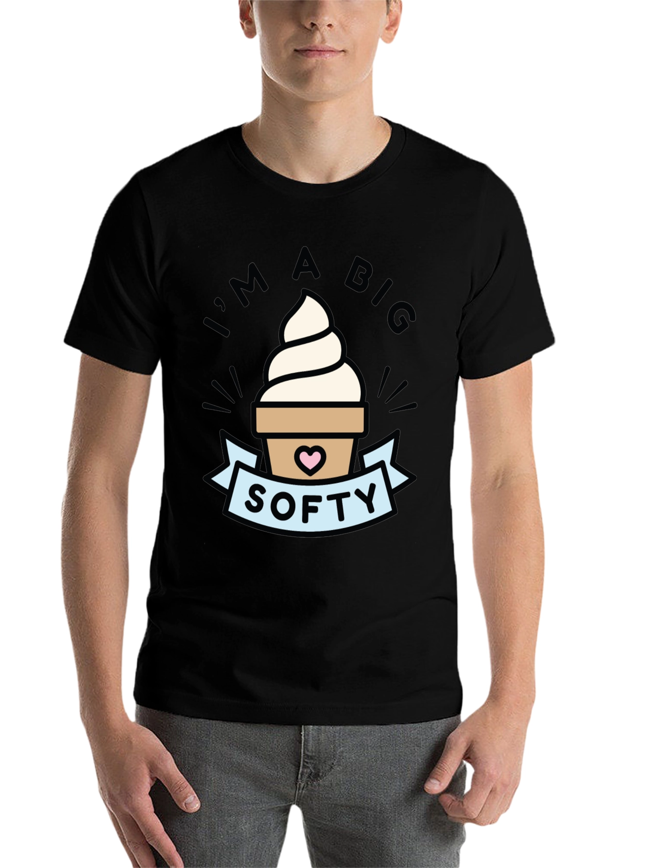 Black I'm a Big Softy Graphic Tee view 7