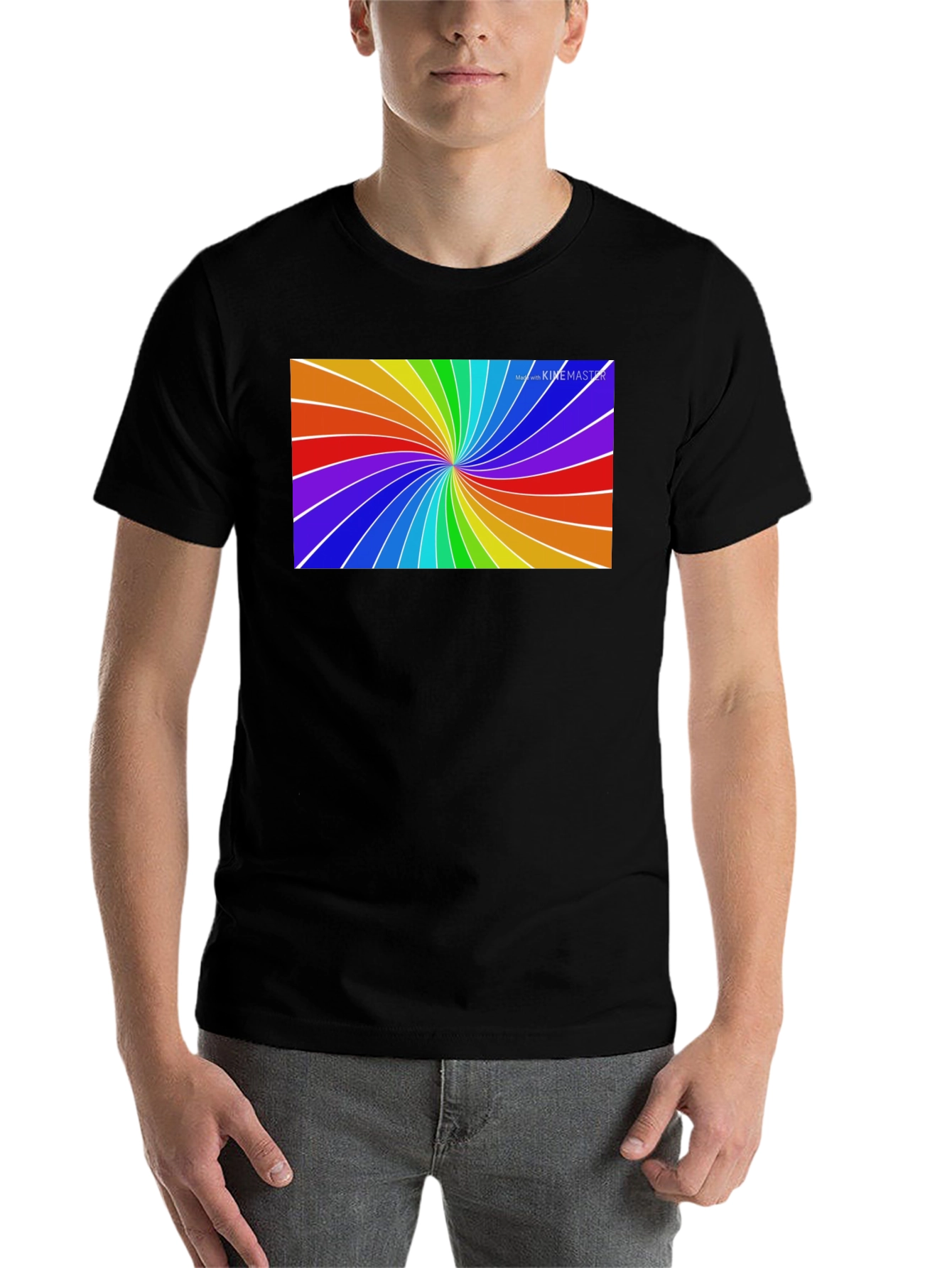 Black Rainbow Swirl Tee - Vivid Graphic Print view 7