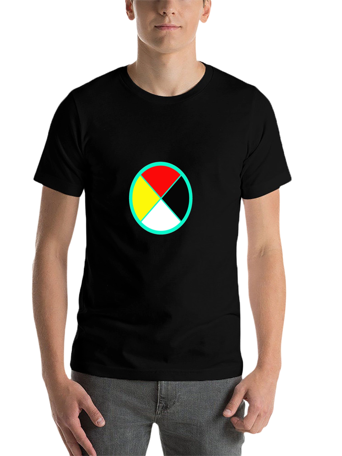 Black Symbolic Circle Graphic Tee - Modern Black Shirt view 7