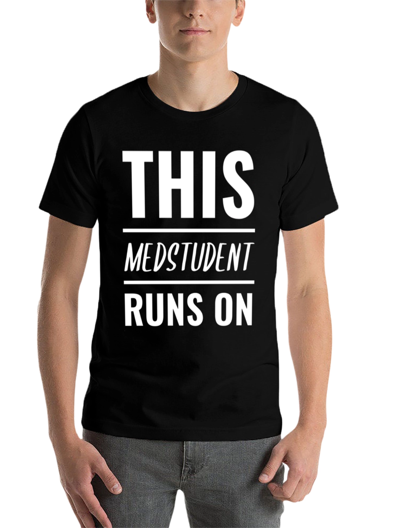 Black Med Student Runs On T-Shirt - Black view 7