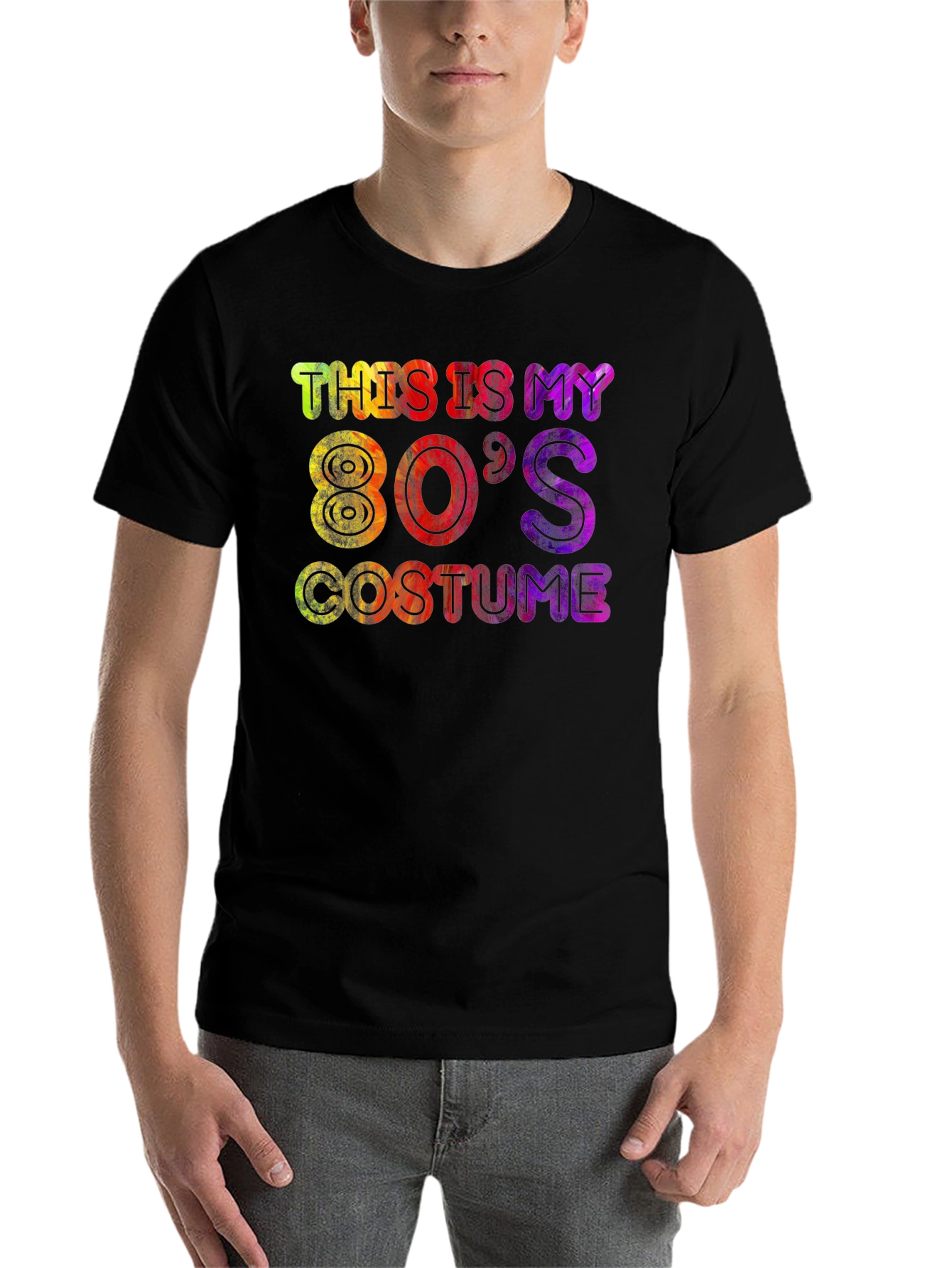Black 80's Costume T-Shirt - Retro Party Tee view 7