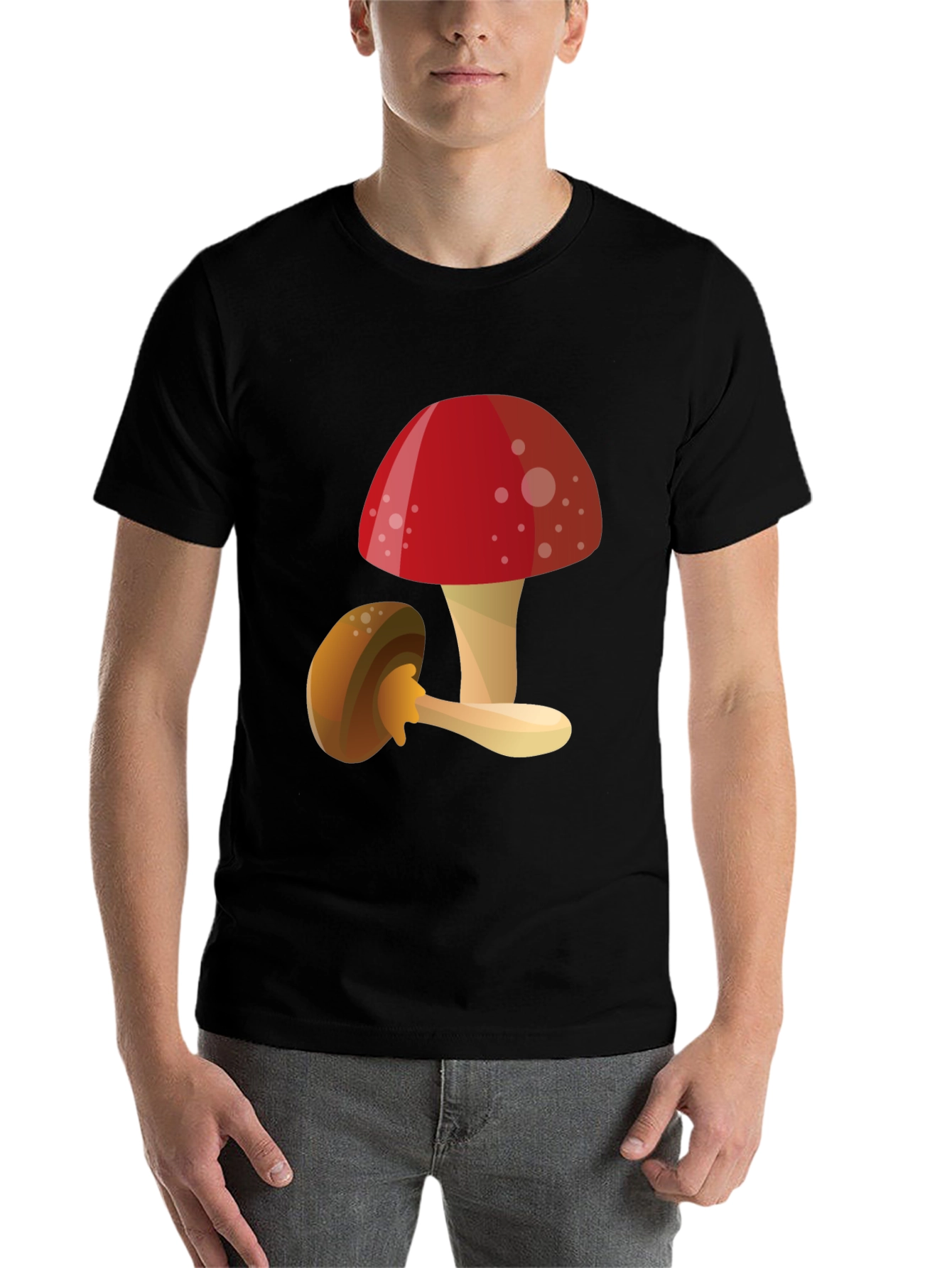 Black Mushroom Graphic T-Shirt - Funky Casual Tee view 7