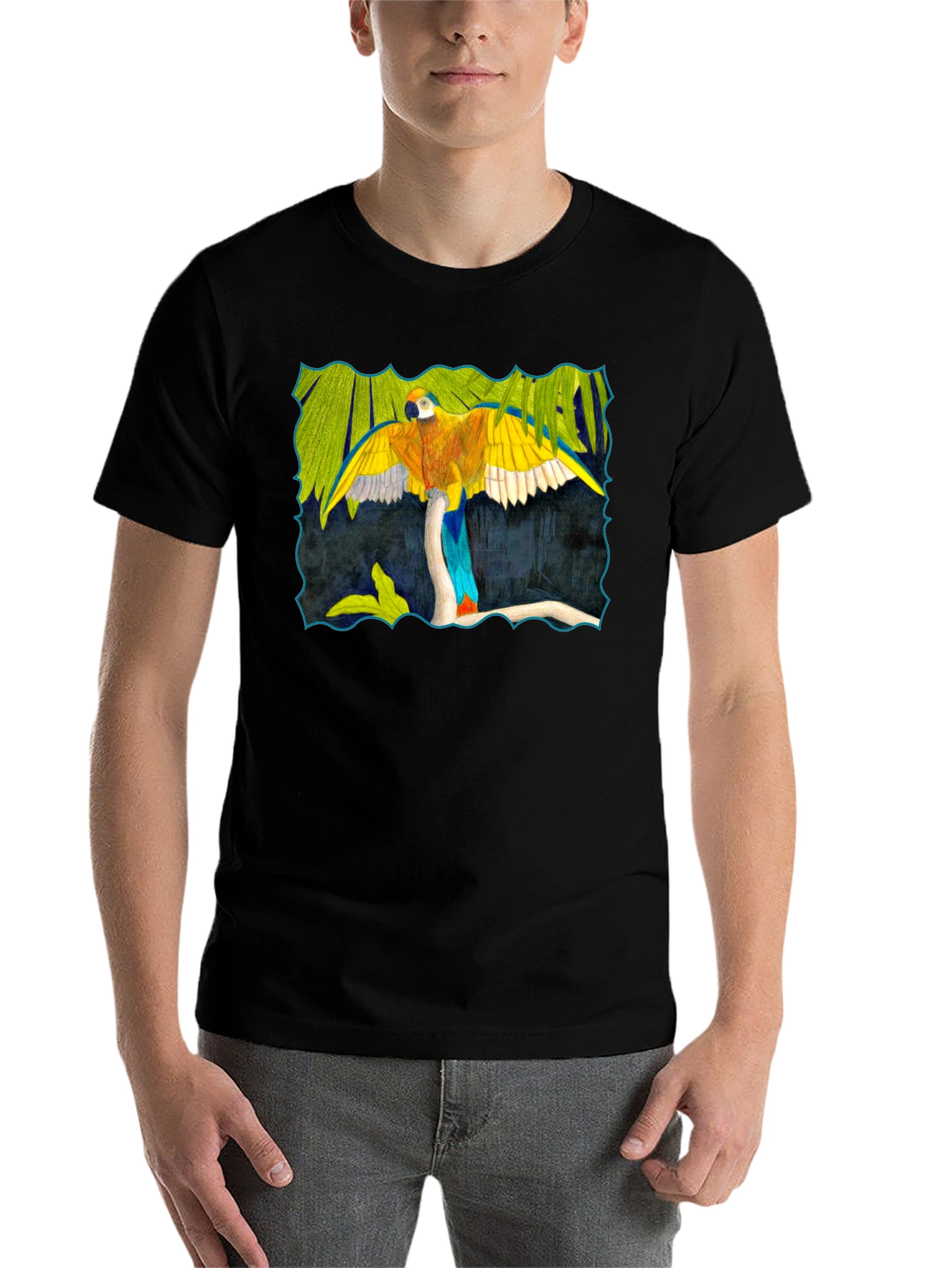 Black Parrot Graphic Black T-Shirt view 7