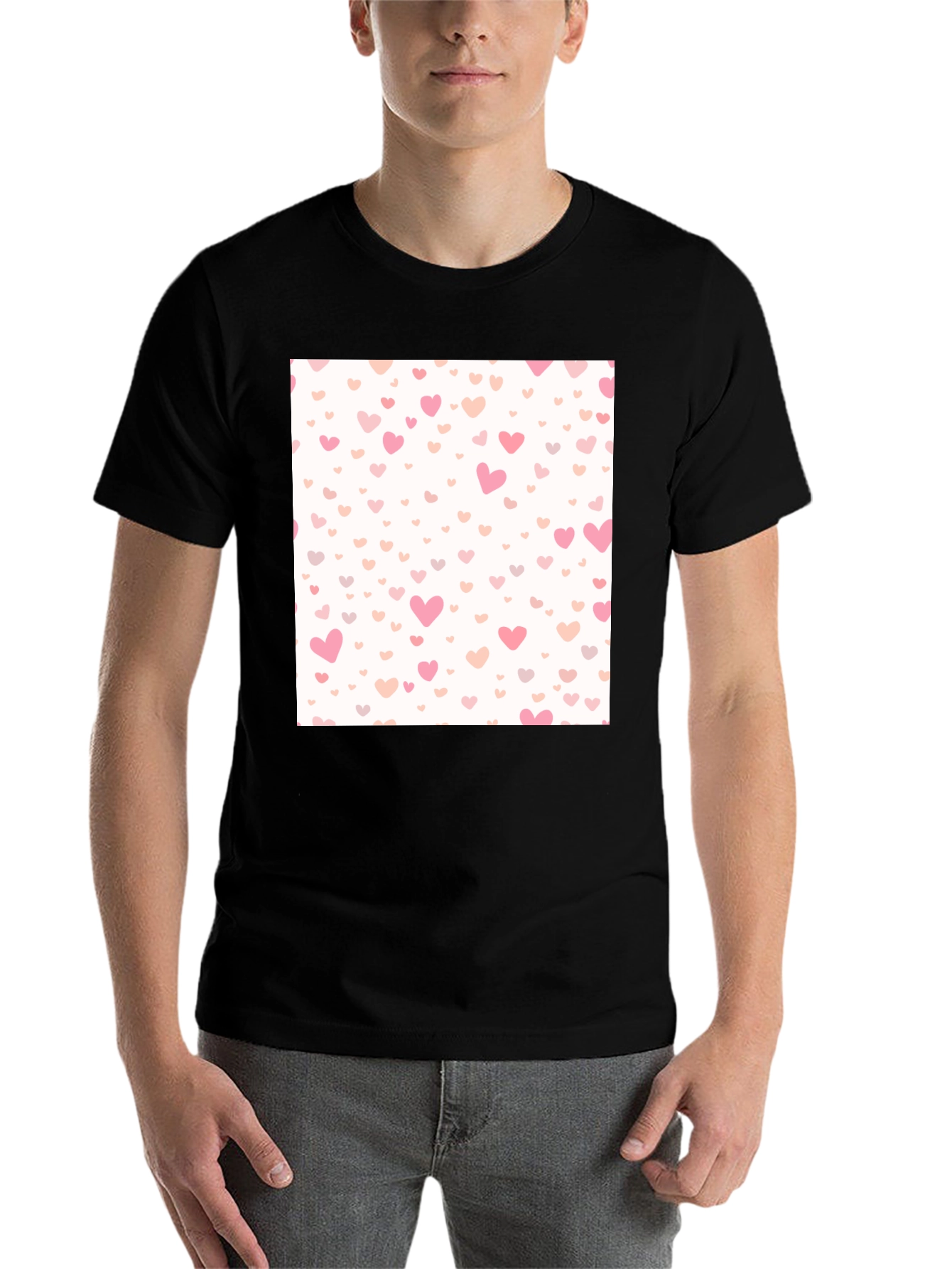 Black Heart Pattern Tee - Black Valentine's Day Shirt view 7