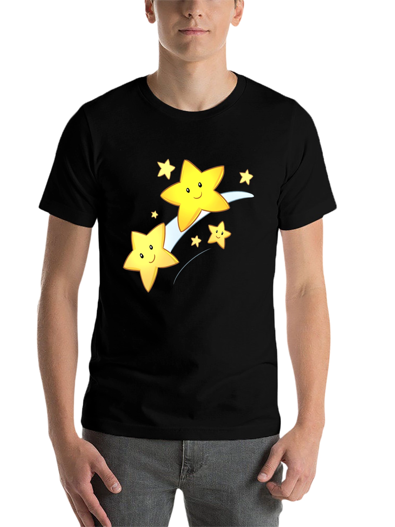 Black Shooting Star Graphic Tee - Black Cotton Blend view 7