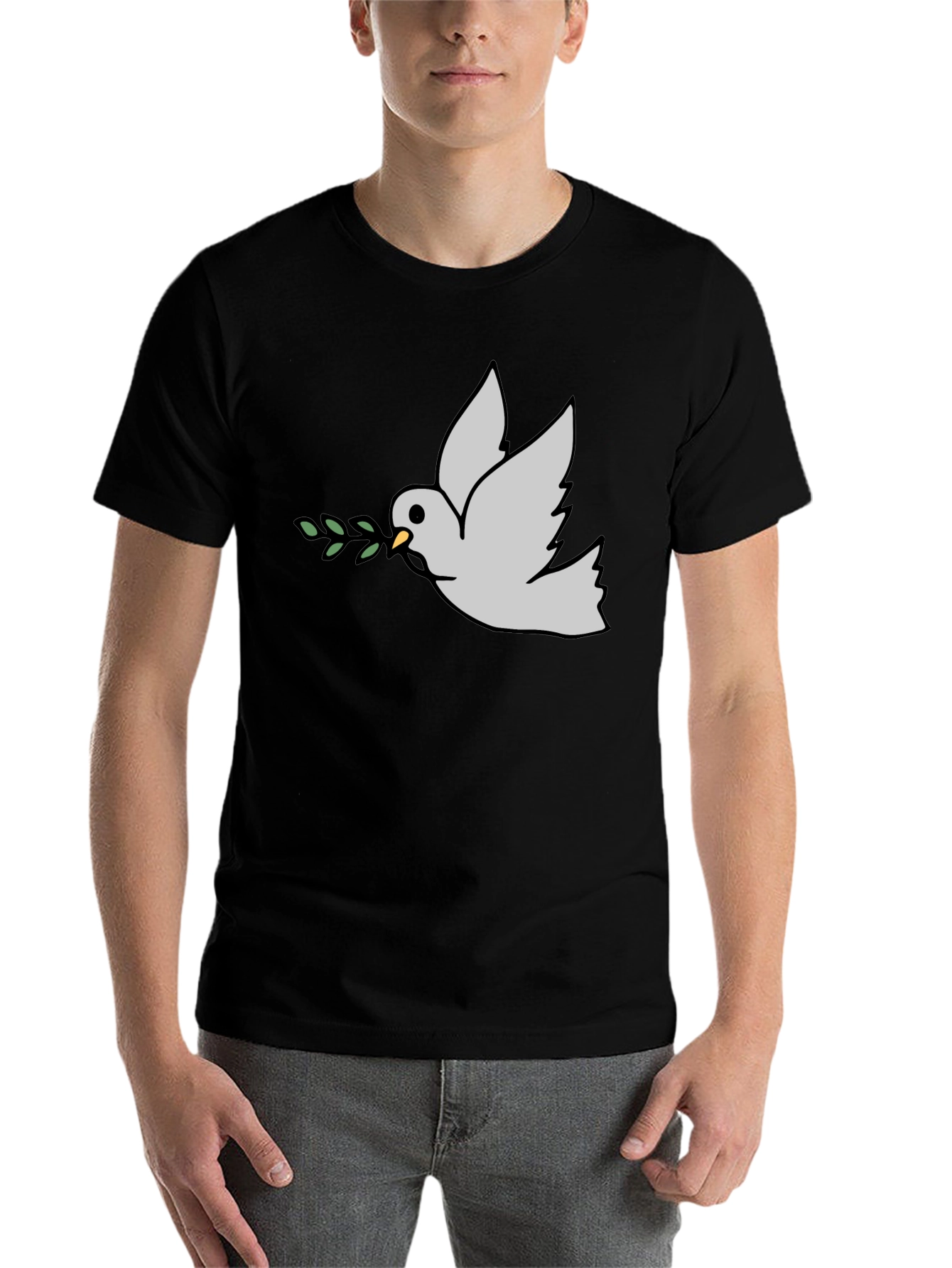 Black Peace Dove Graphic Tee - Black Casual T-Shirt view 7