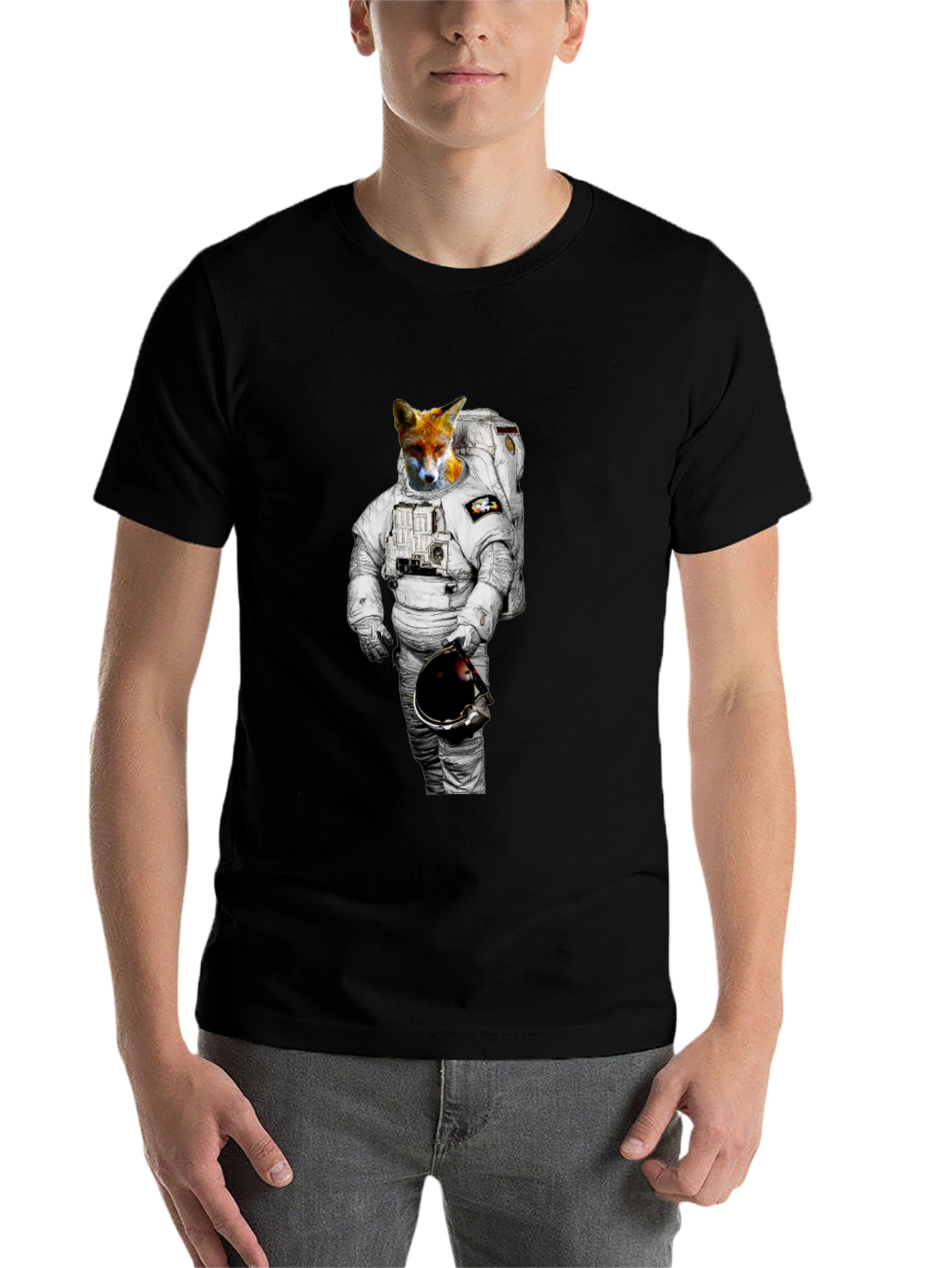 Black Fox Astronaut Graphic Tee - Mens Black T-Shirt view 7