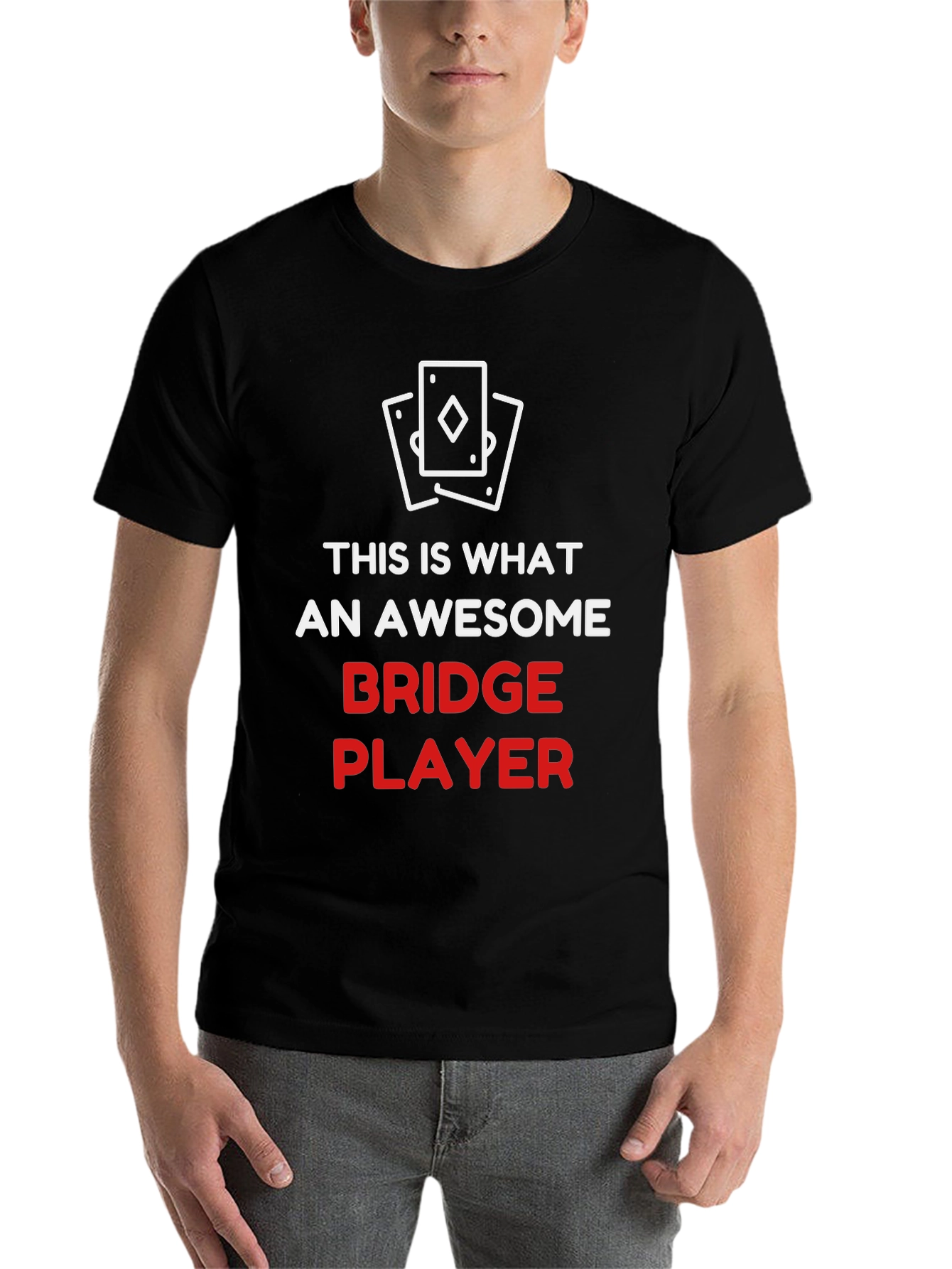 Black Awesome Bridge Player T-Shirt view 7