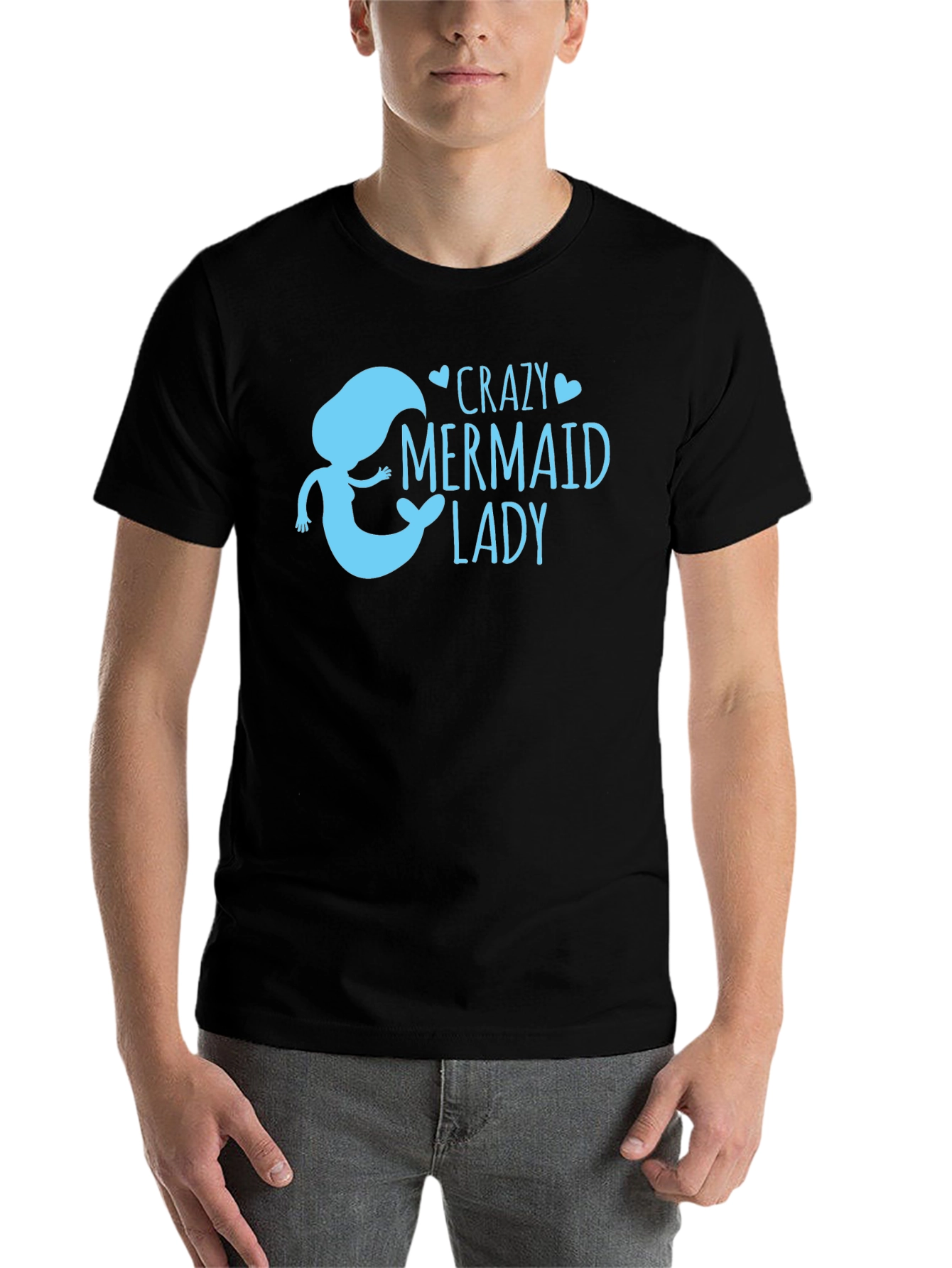 Black Crazy Mermaid Lady T-Shirt view 7