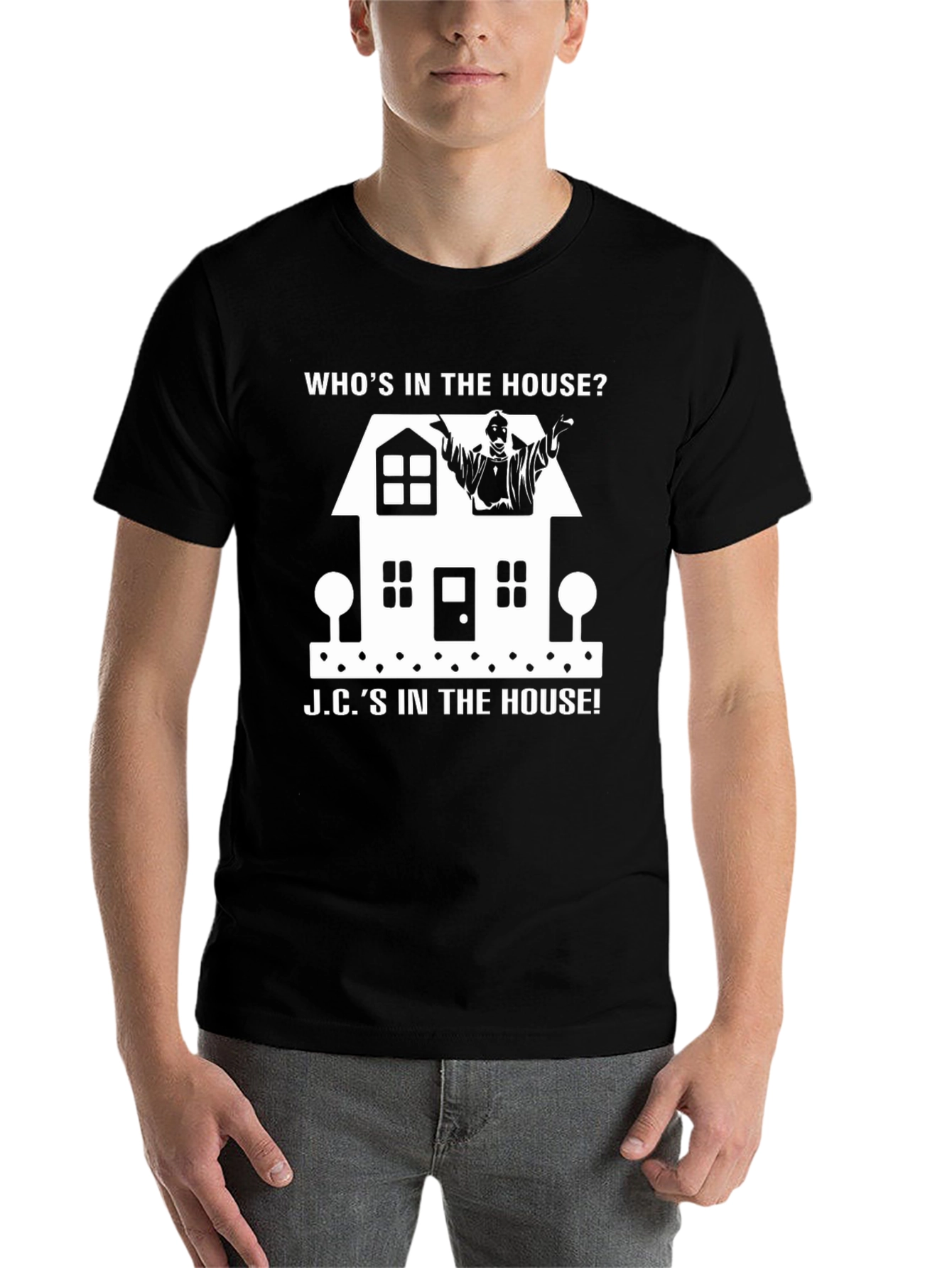 Black Who's in the House? Graphic Novelty T-Shirt view 7