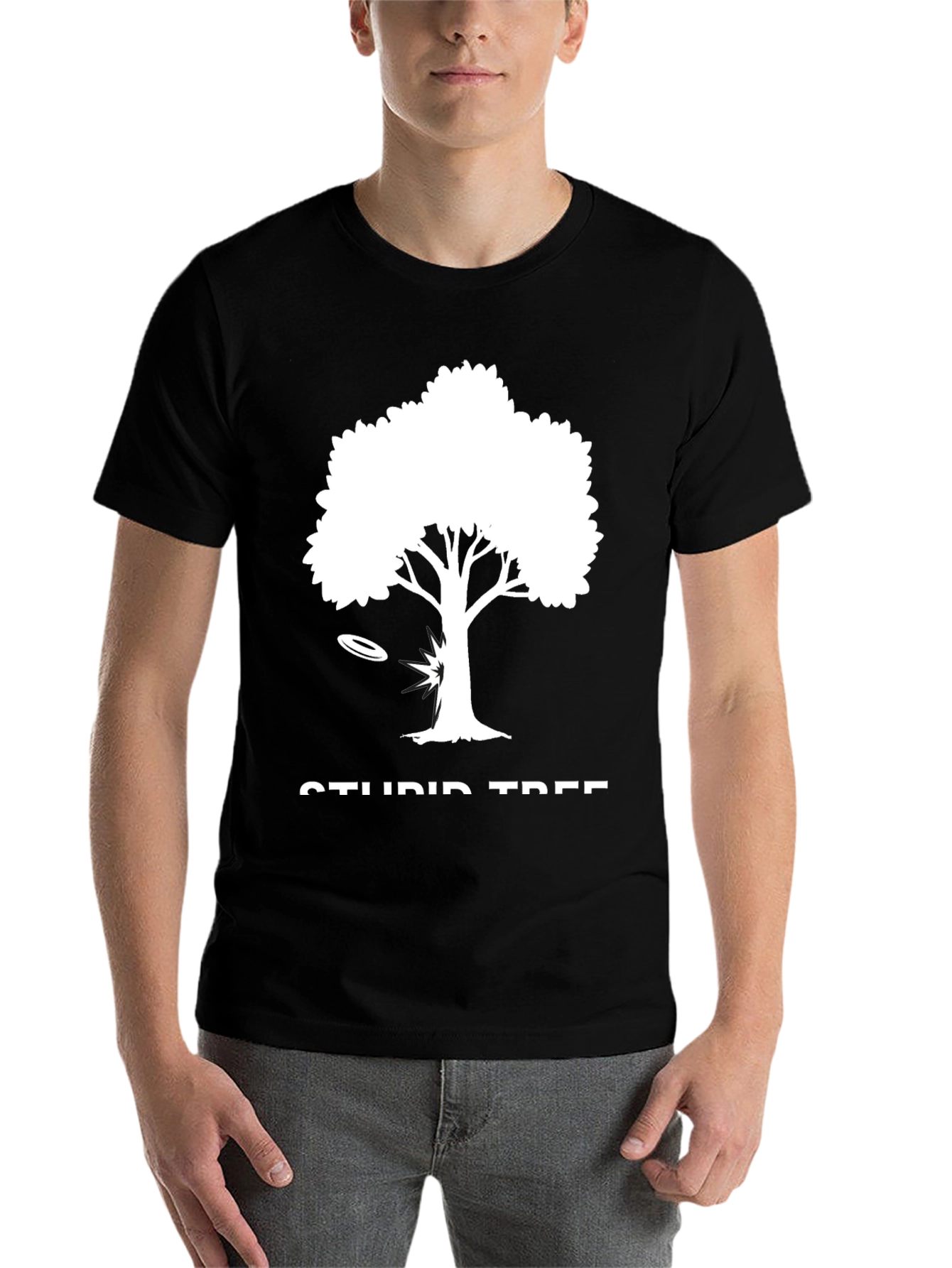 Black Stupid Tree Disc Golf T-Shirt - Funny Gift view 7