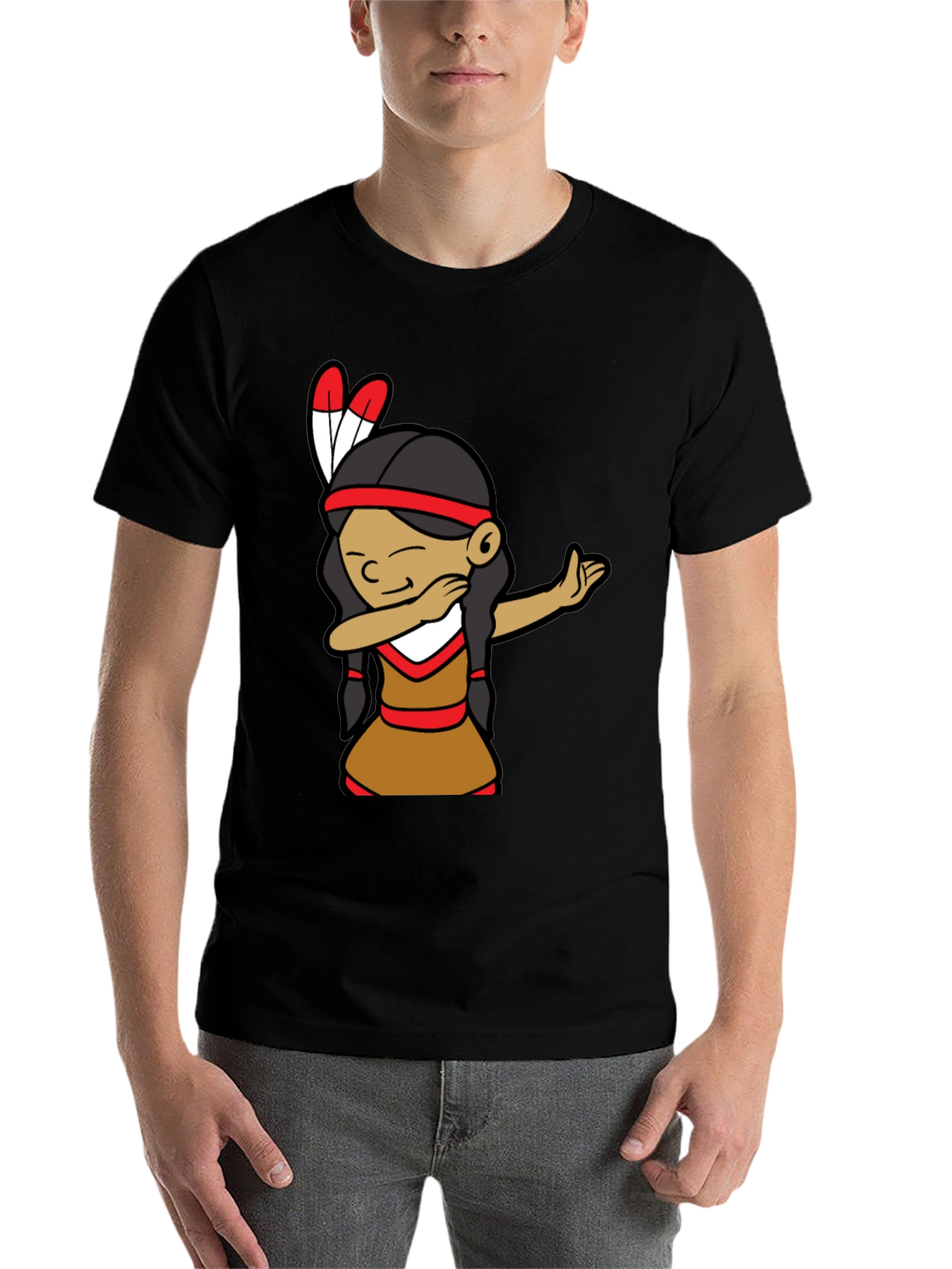 Black Native American Dab Dance Graphic Tee view 7