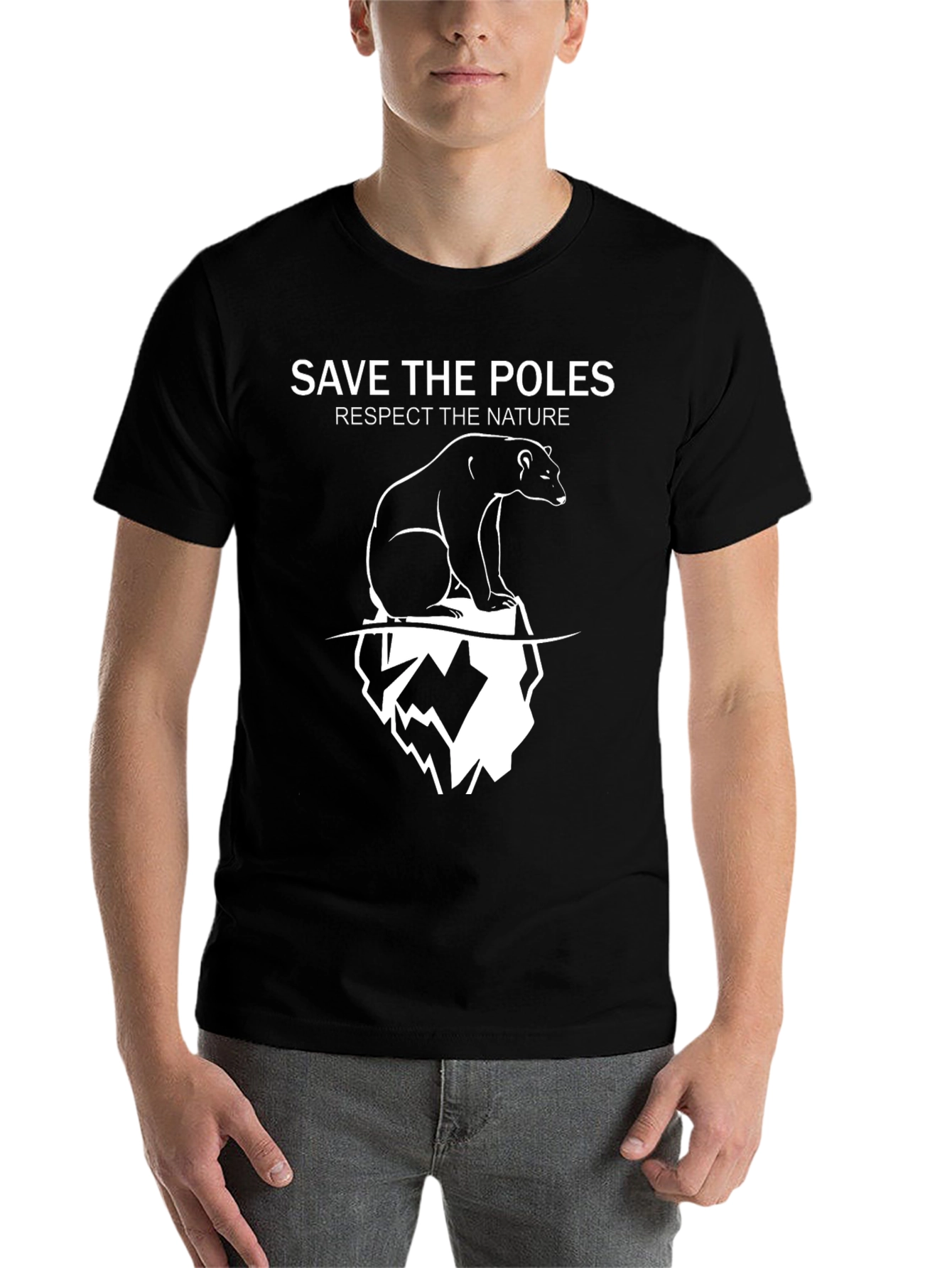 Black Save The Poles T-Shirt - Black Nature Tee view 7