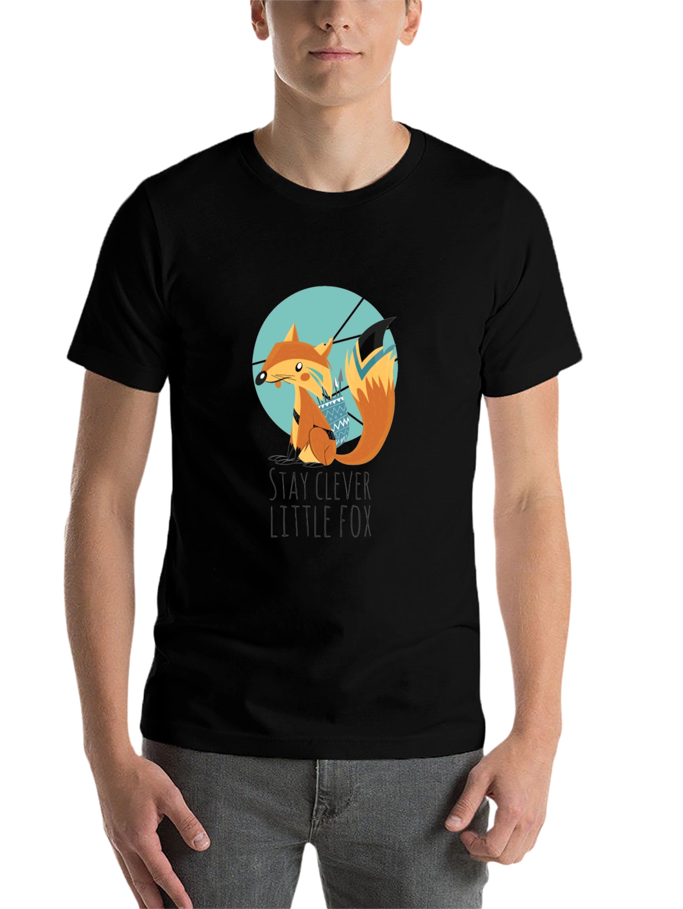 Black Stay Clever Little Fox Graphic T-Shirt view 7