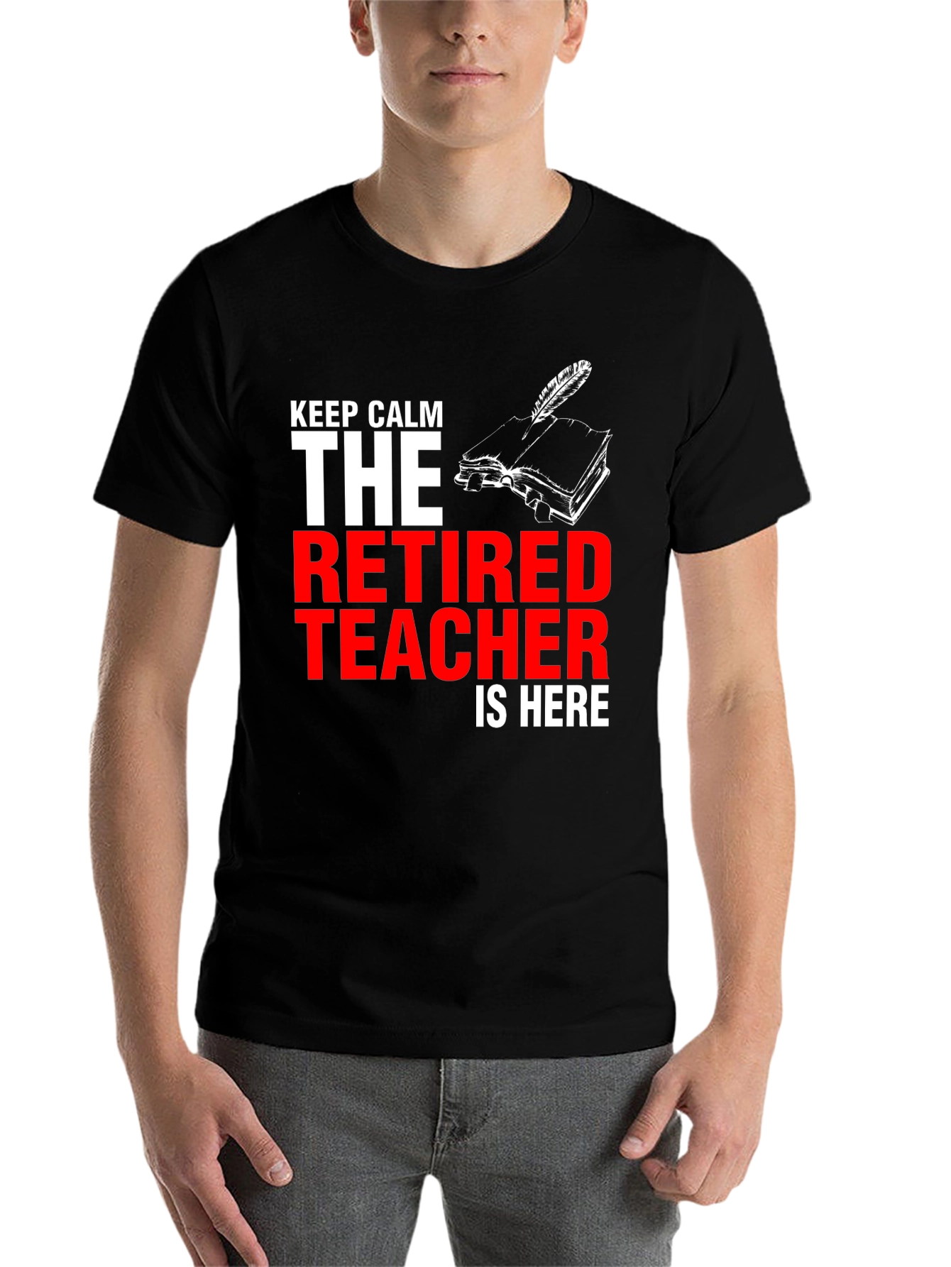 Black Retired Teacher T-Shirt - Keep Calm view 7