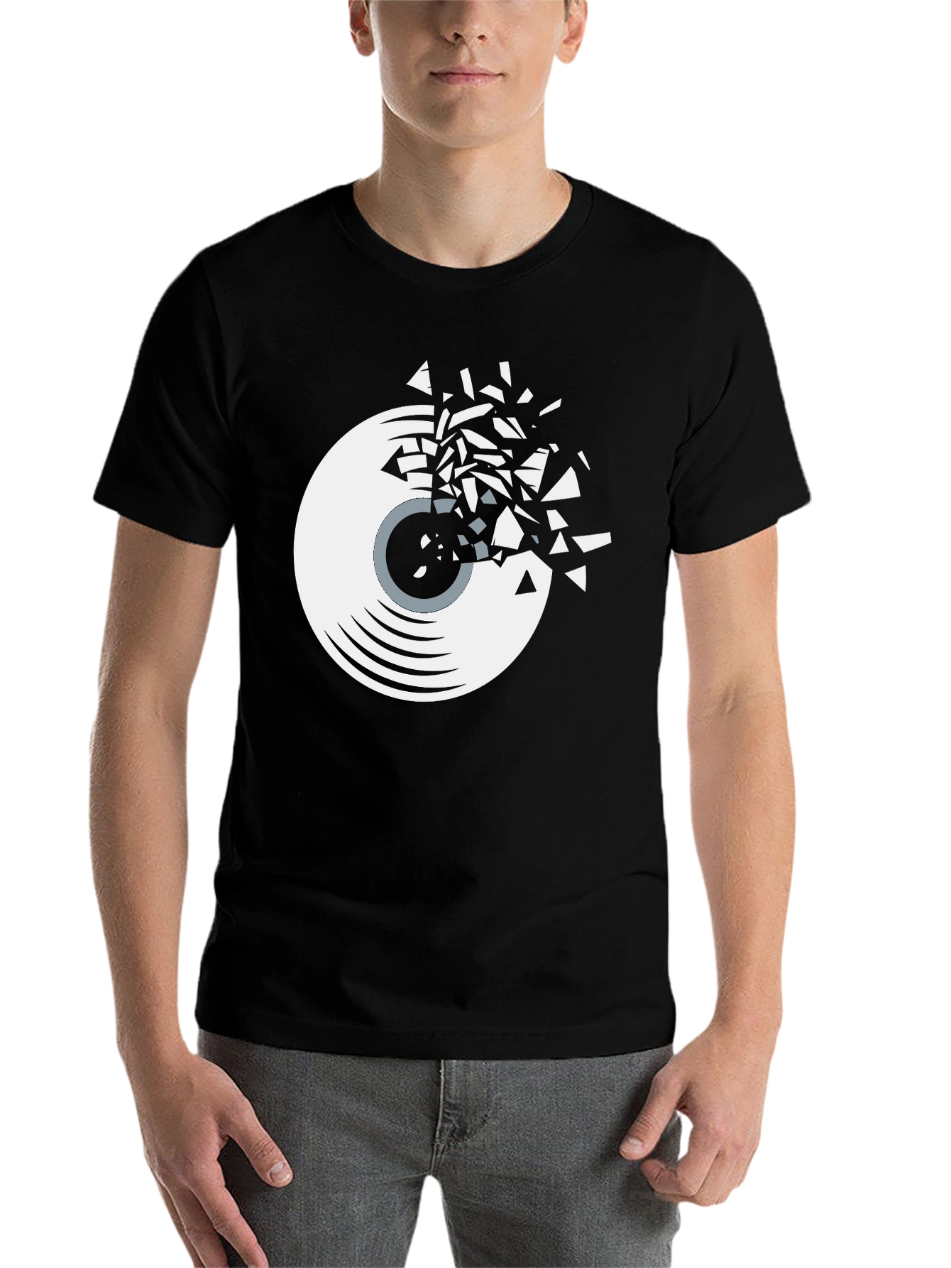 Black Shattered Record Graphic Tee - Black view 7